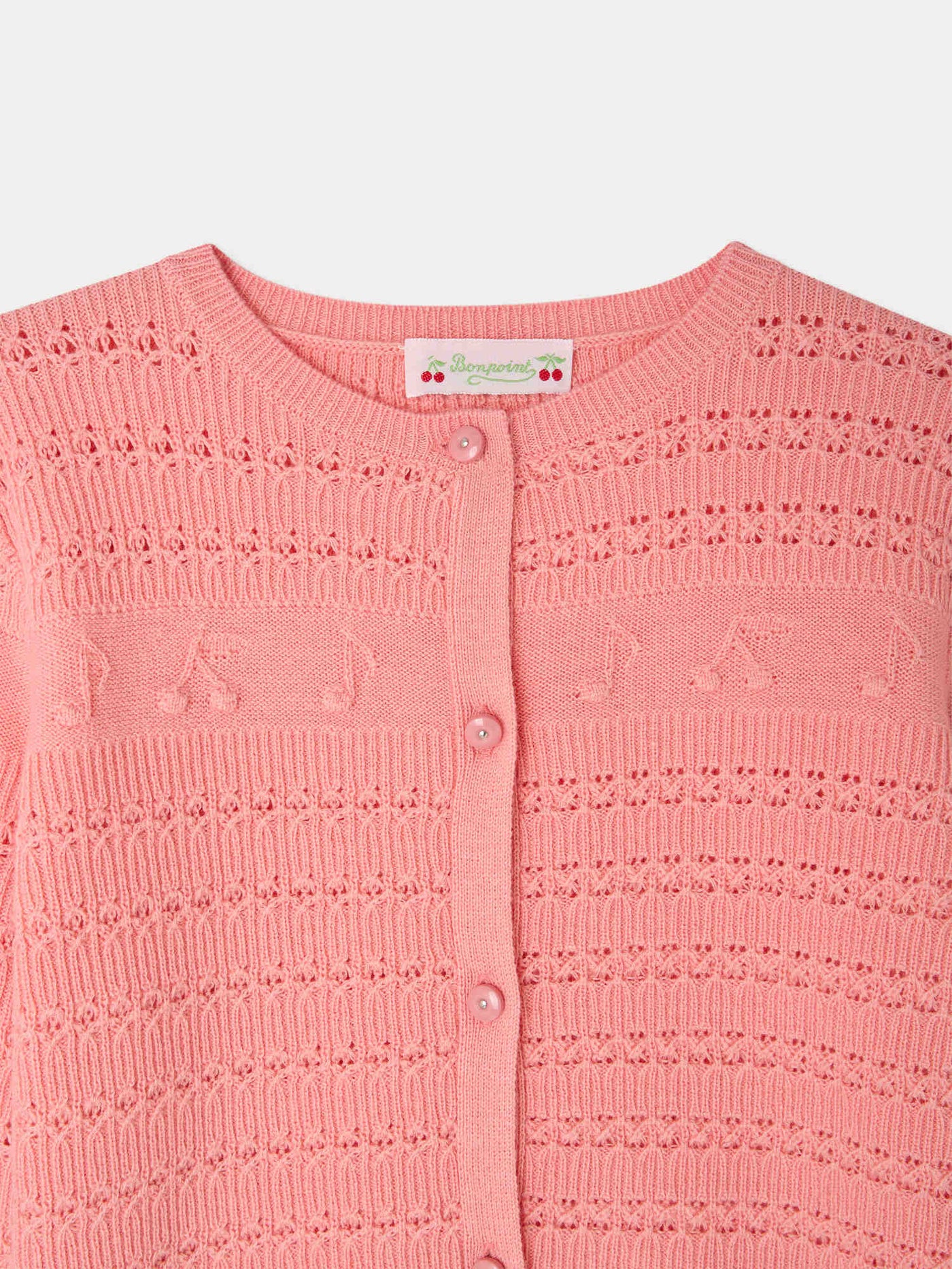 Mia cardigan with cherry and musical note pattern