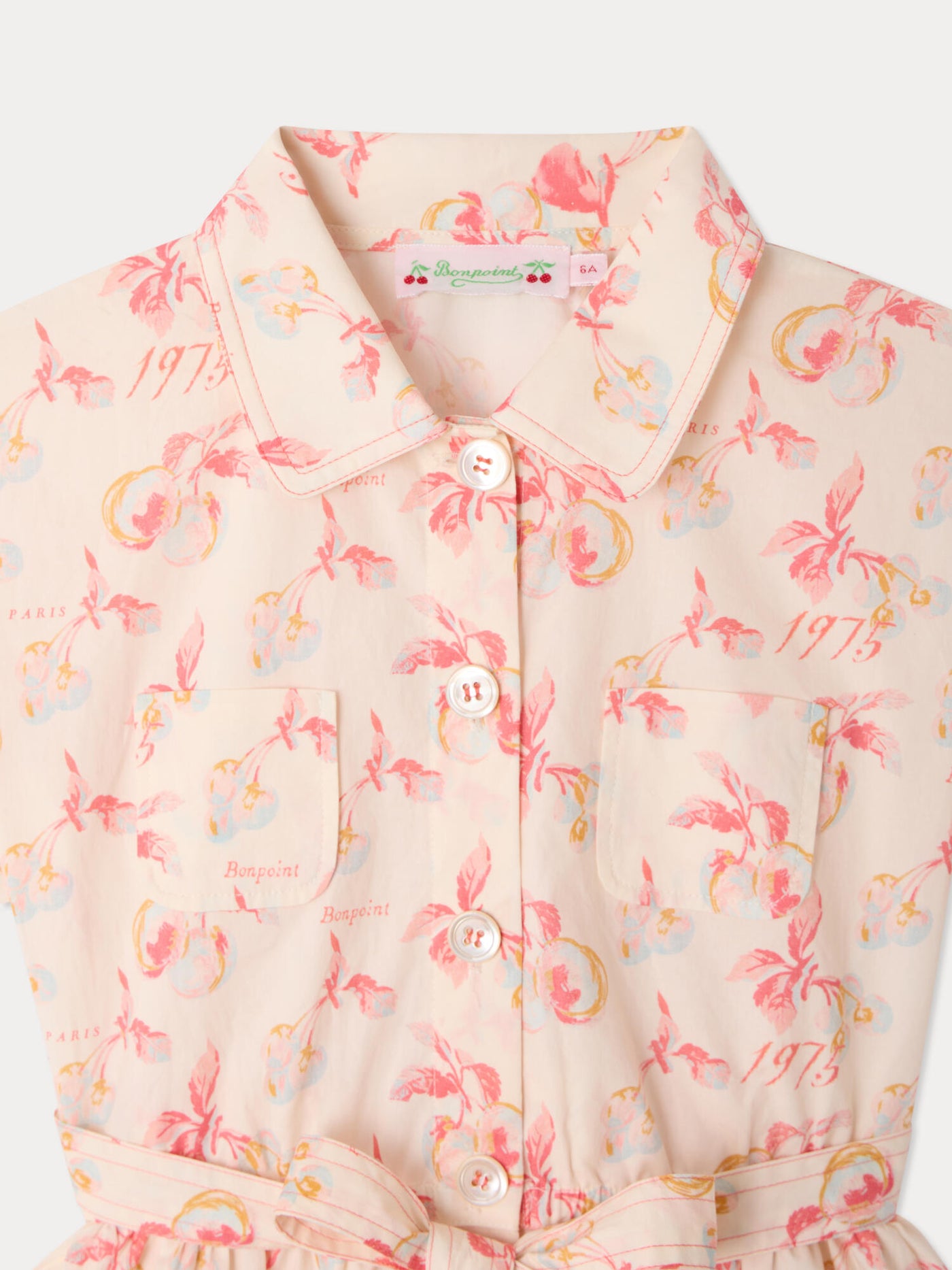 Gisèle dress with cherry print in organic cotton
