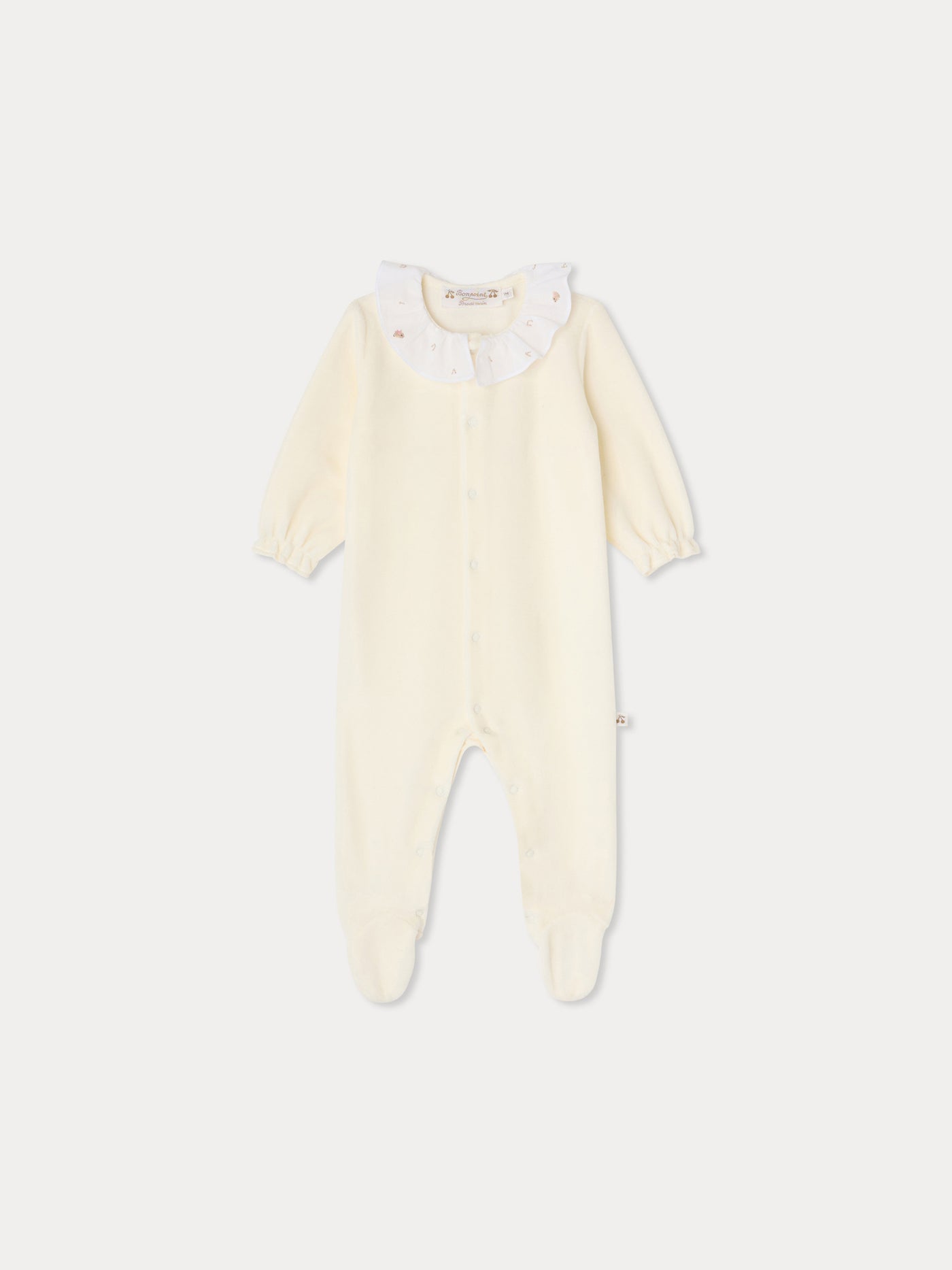 Lintina velvet pyjamas with hand-embroidered bird collar