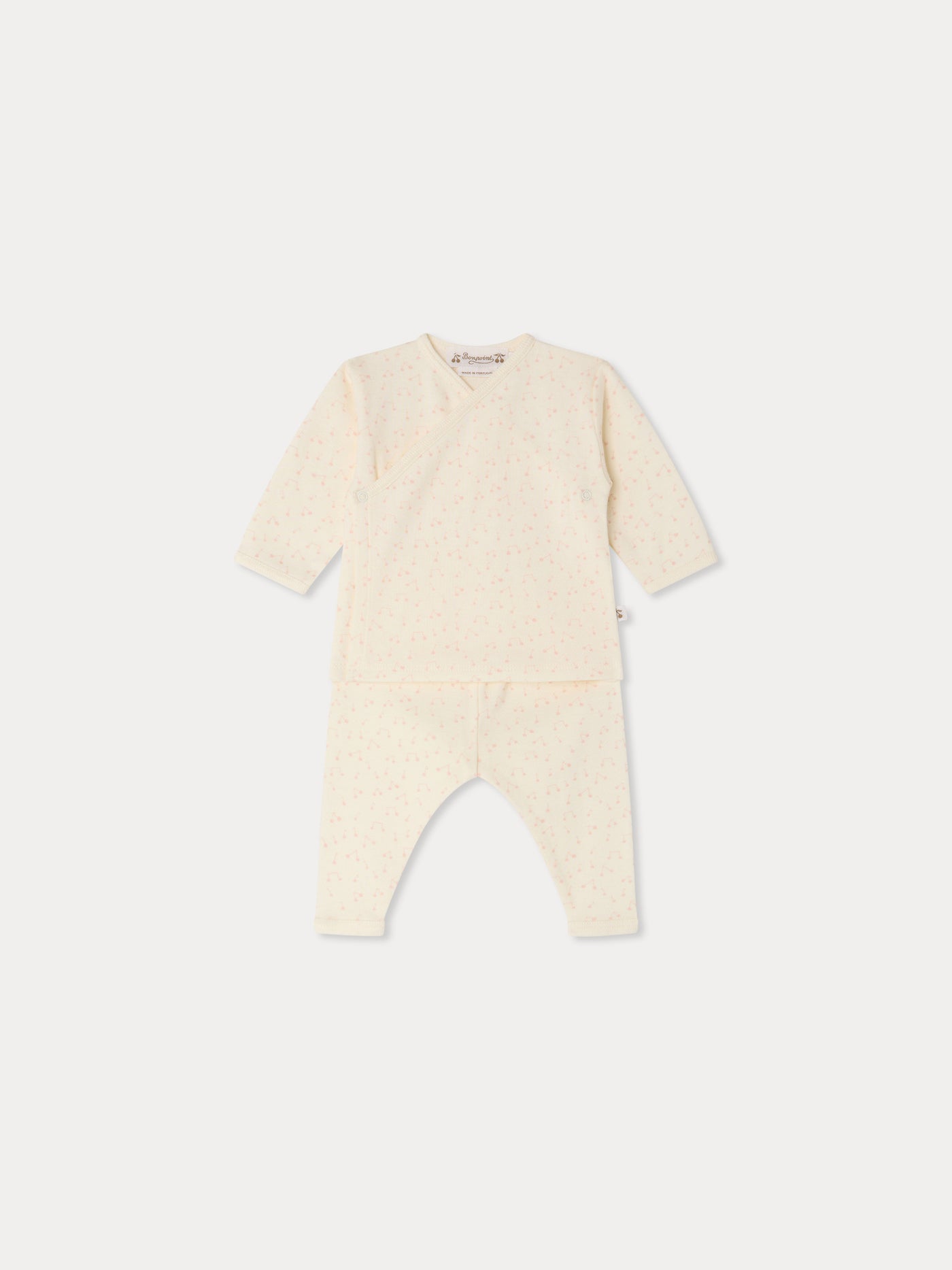 Timao set printed with cherries and musical notes in organic cotton