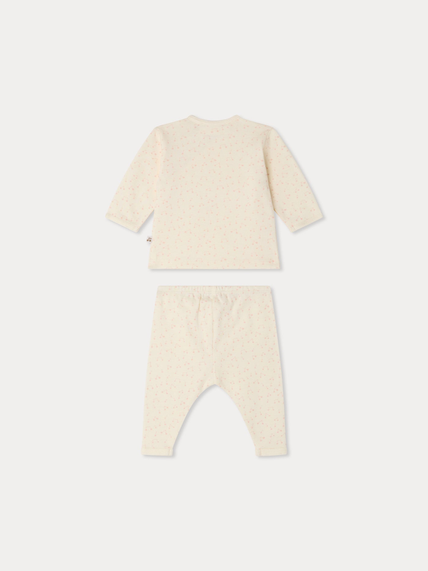 Timao set printed with cherries and musical notes in organic cotton