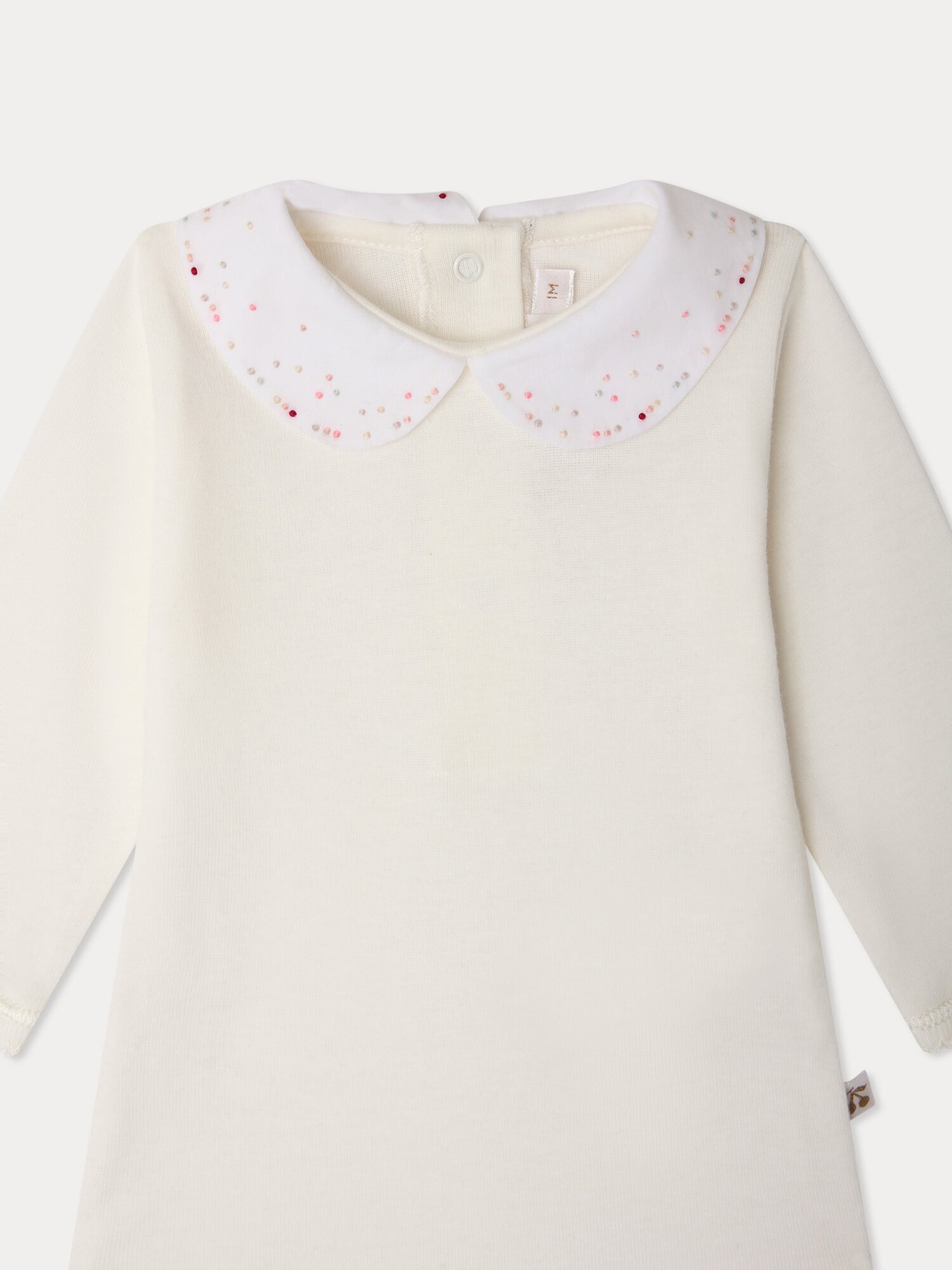 Cygne hand-embroidered polka dot bodysuit in organic cotton