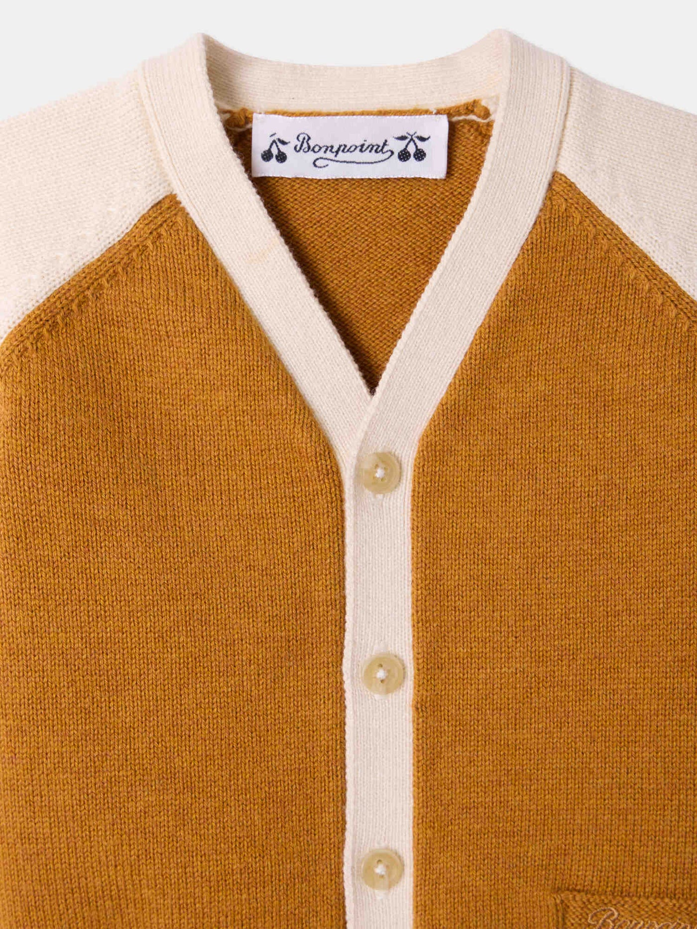 Marin Baby V-Neck Cardigan in Organic Cotton and Cashmere