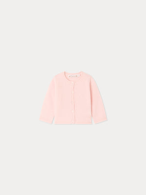 Baby round-neck cashmere cardigan in pink