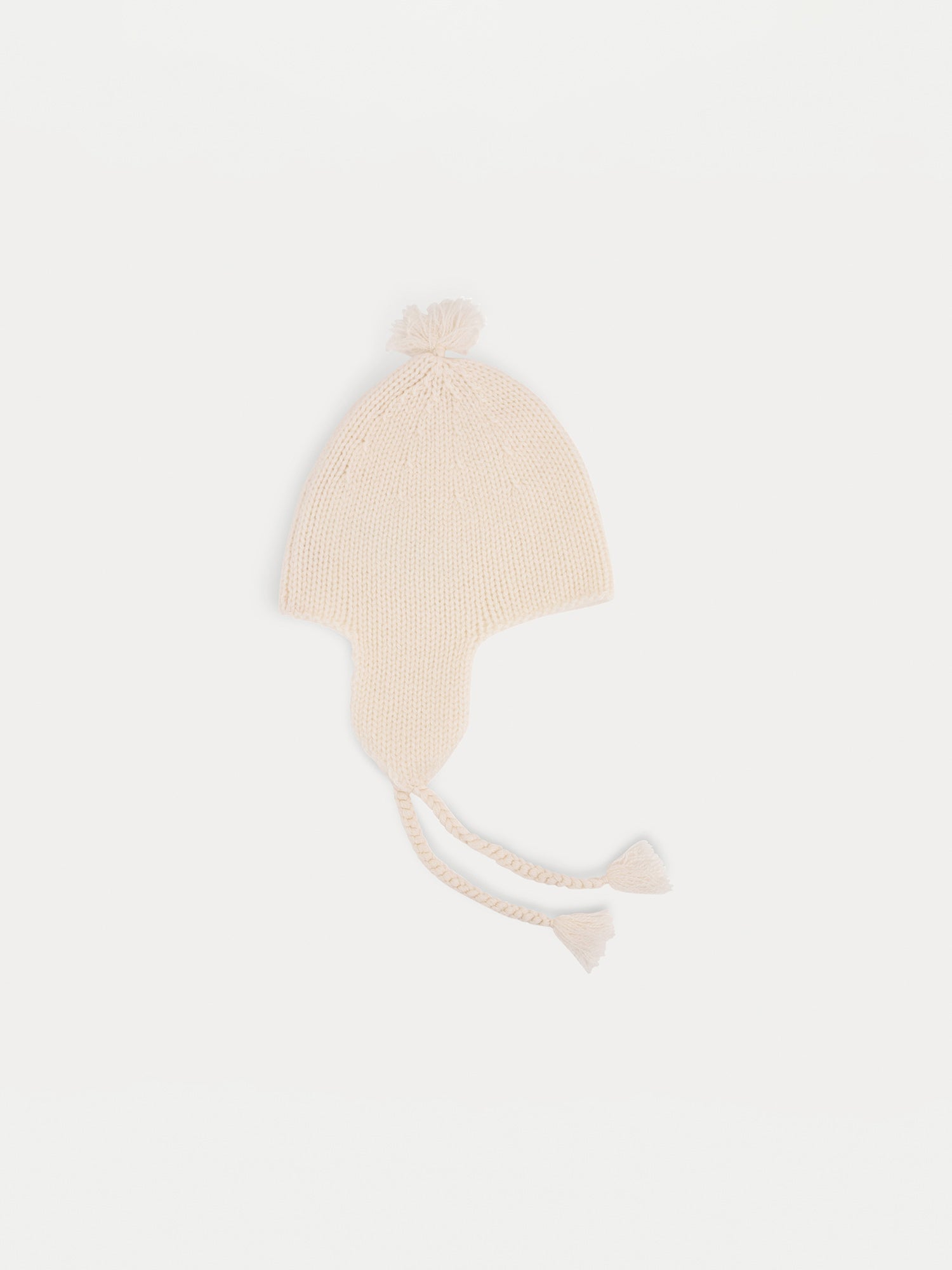 Cashmere Baby beanie hat milk white with pompoms • Bonpoint