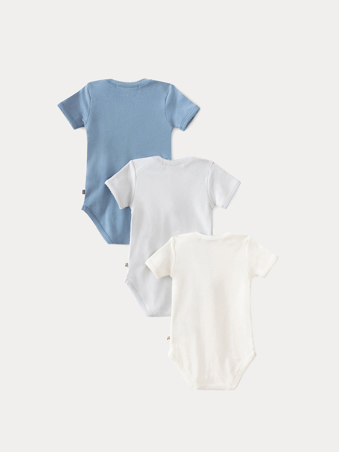Set of Three Organic Cotton Baby Onesies sky blue