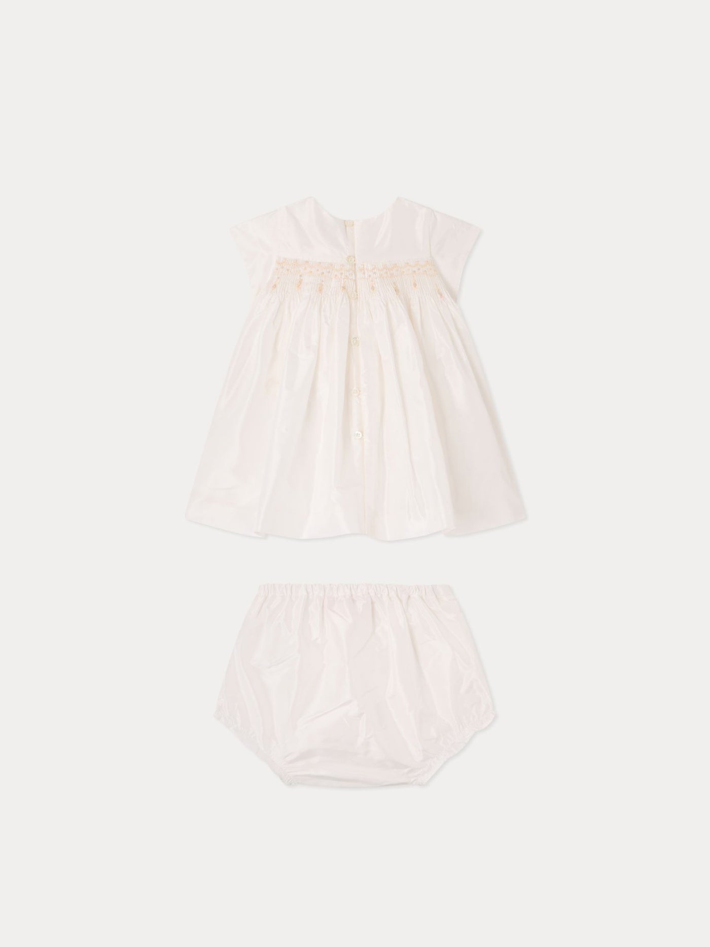 Silk Taffeta Dress for Baby milk white
