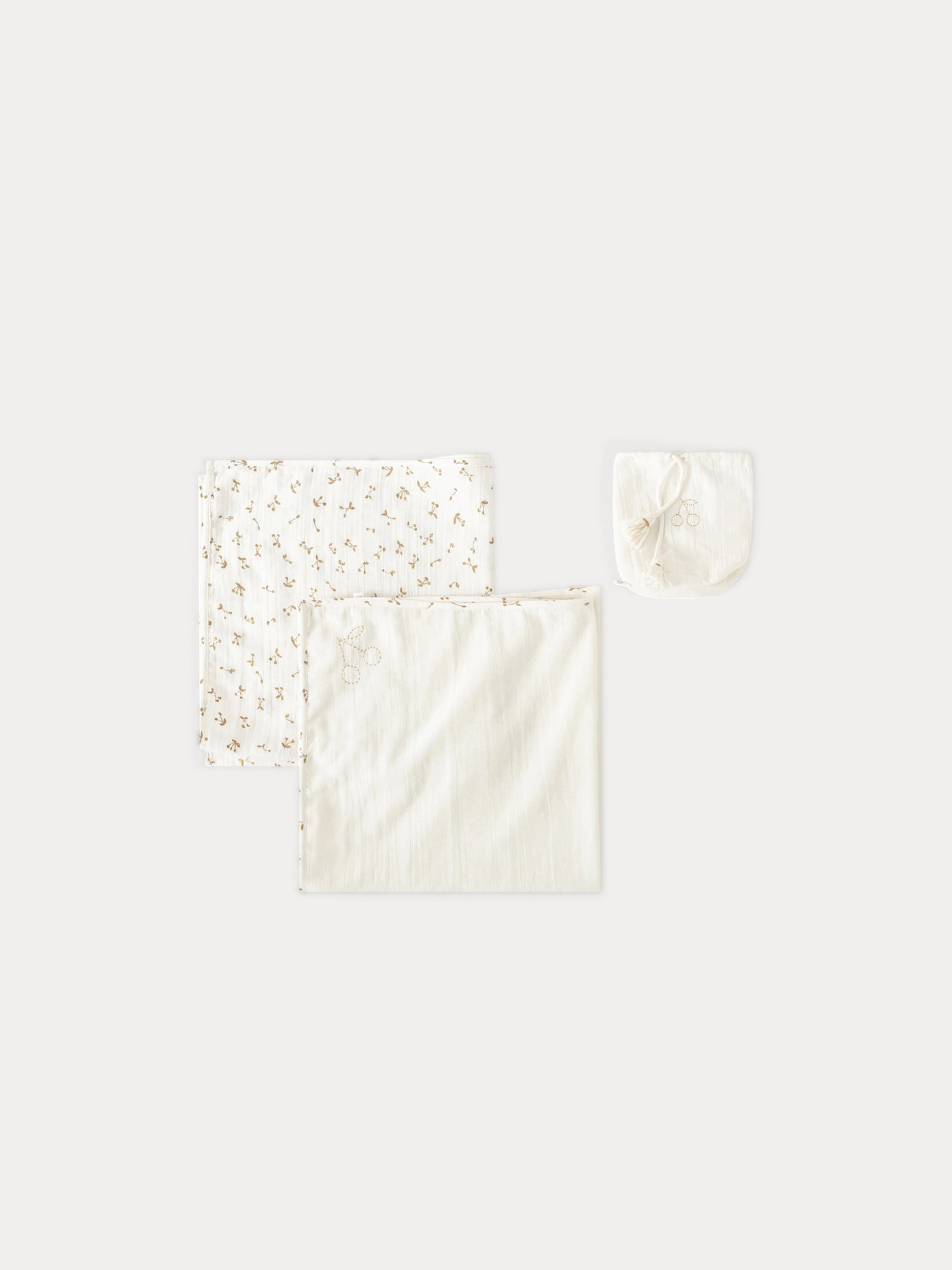 Pack of organic cotton swaddle cloths with pouch