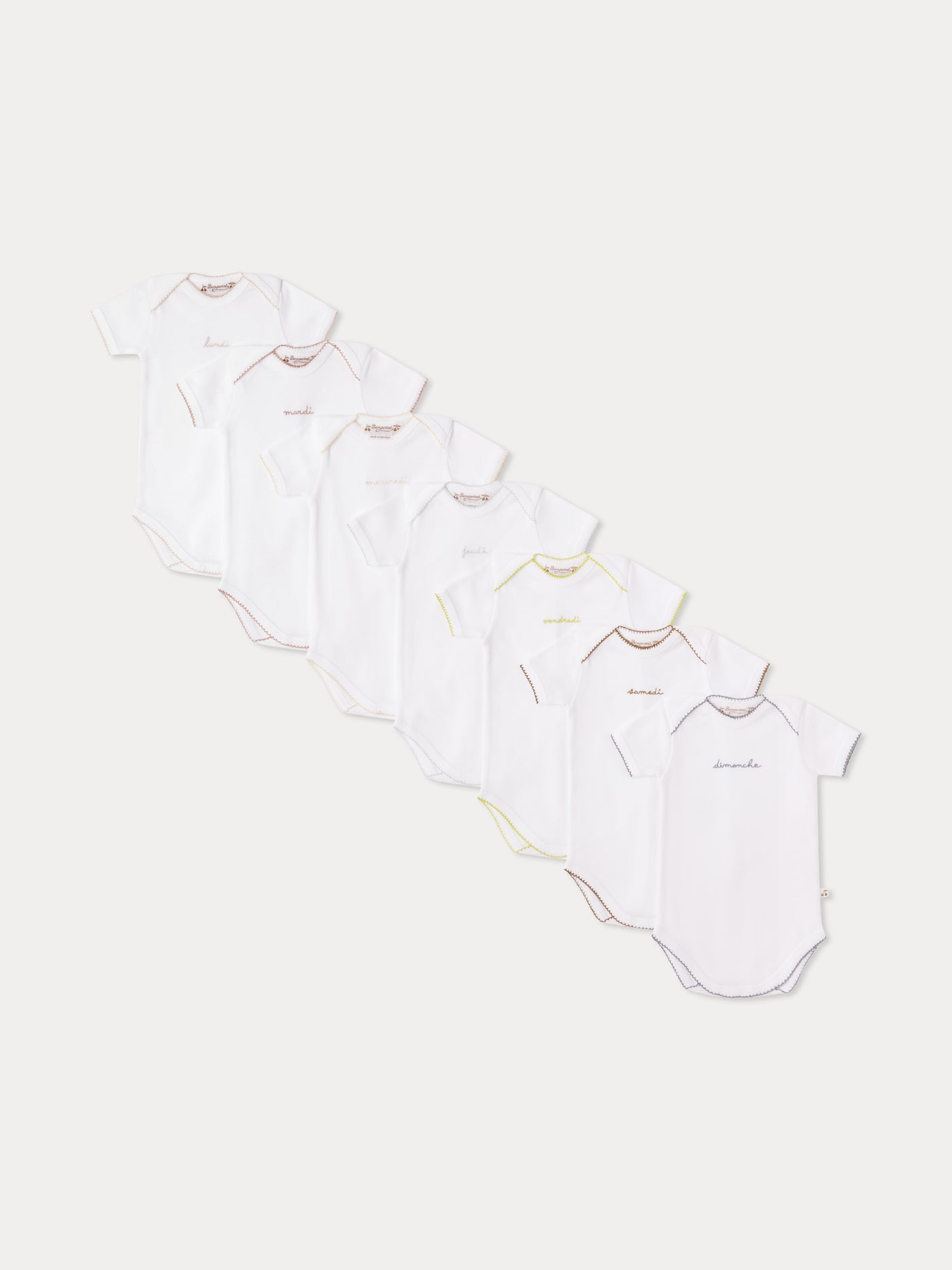 Pack of 7 organic cotton short-sleeve bodysuits