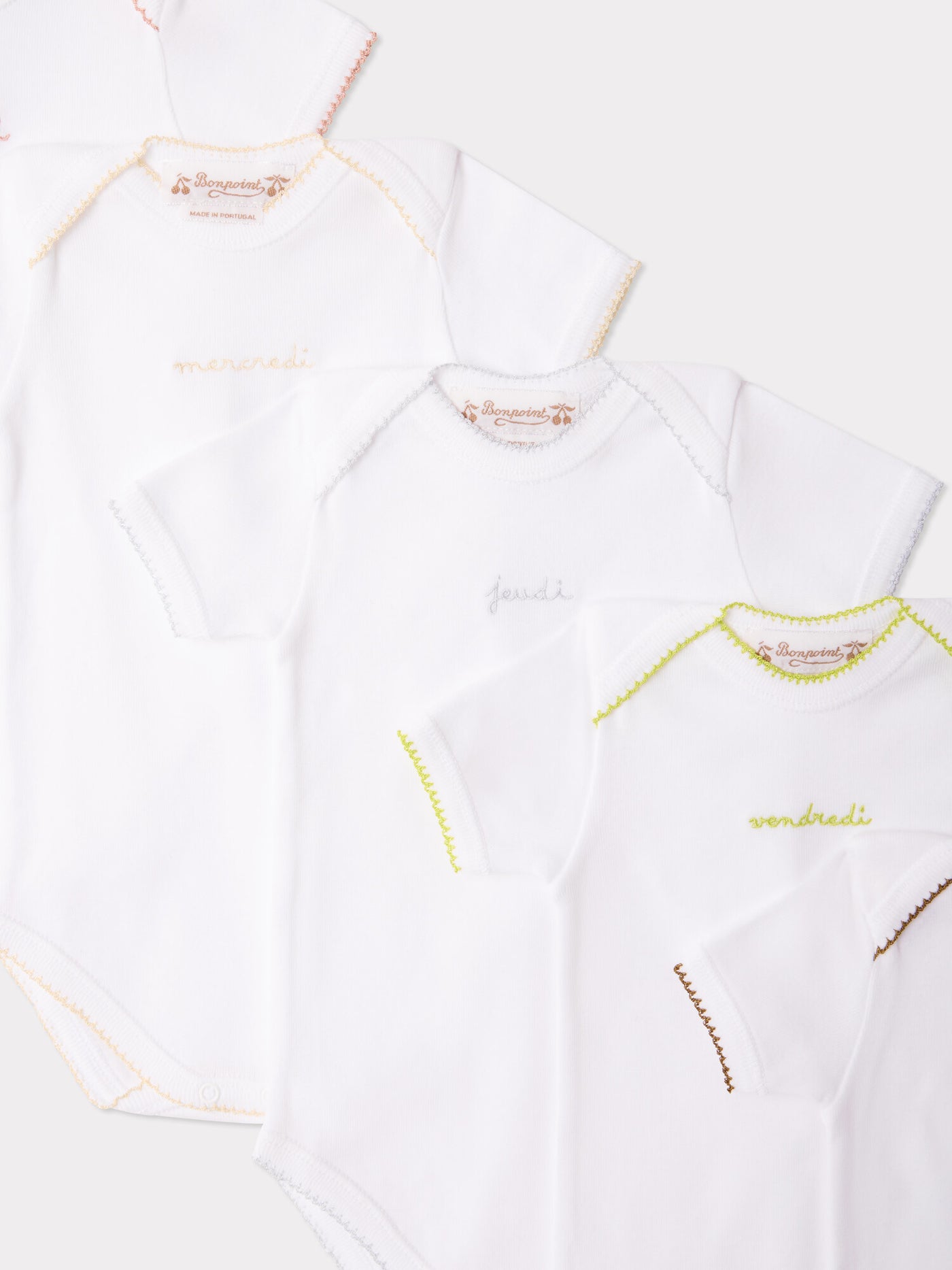 Pack of 7 organic cotton short-sleeve bodysuits