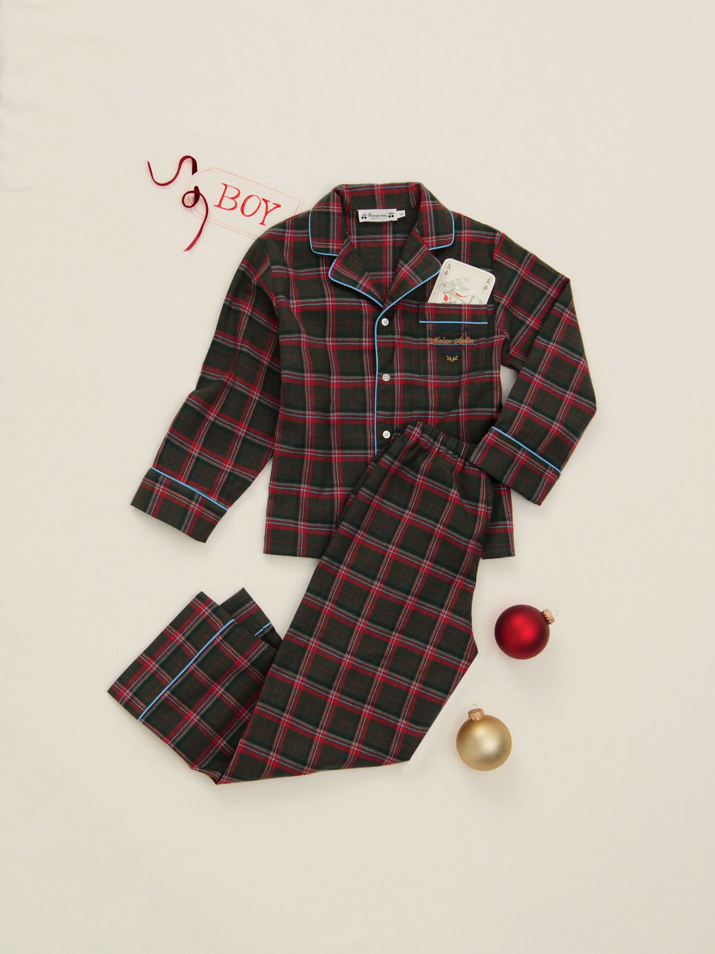 Organic cotton two-piece plaid sleeper pajamas