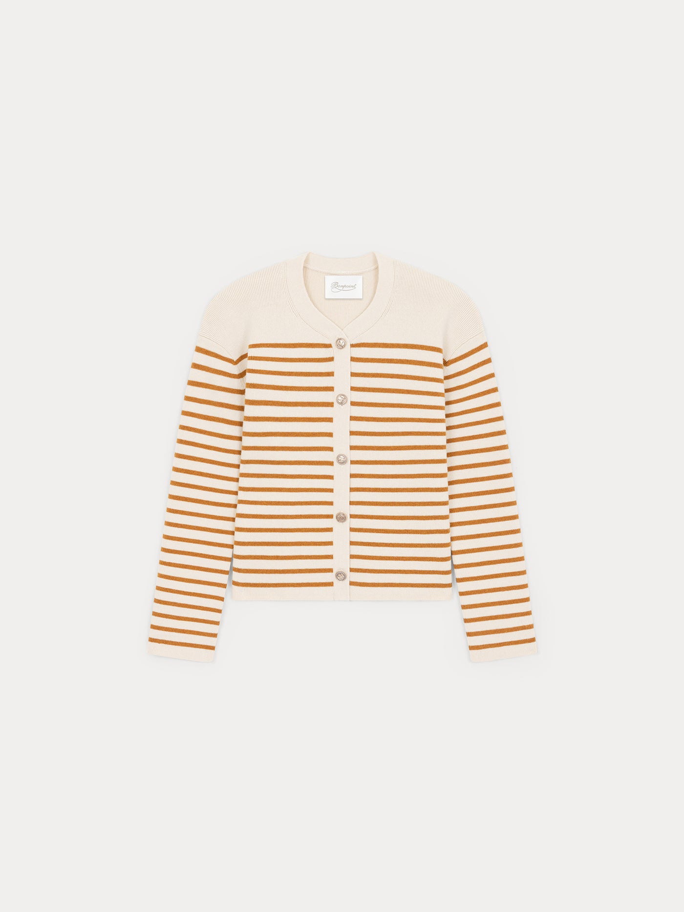 Taupe cropped cardigan in wool and cotton