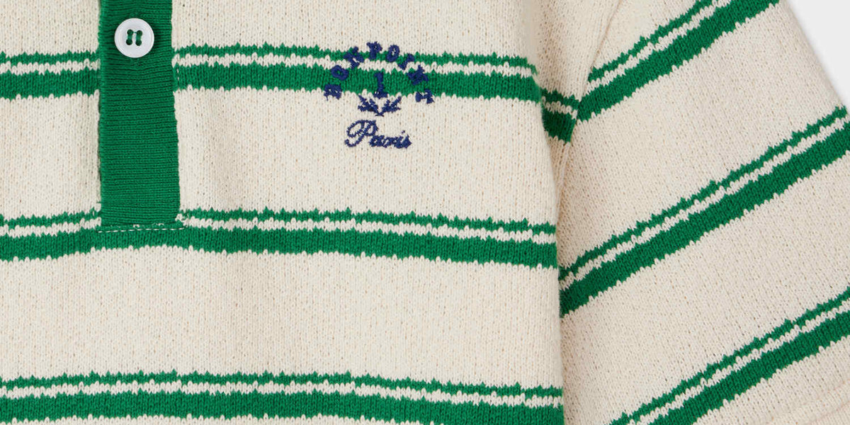 Edell striped polo shirt with collar in organic cotton • Bonpoint