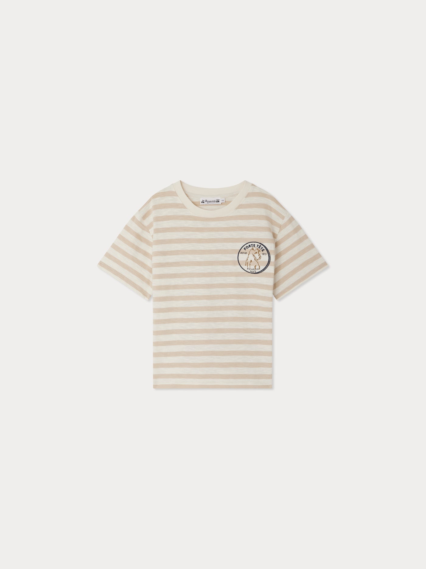 Eidan striped t-shirt with dog embroidery