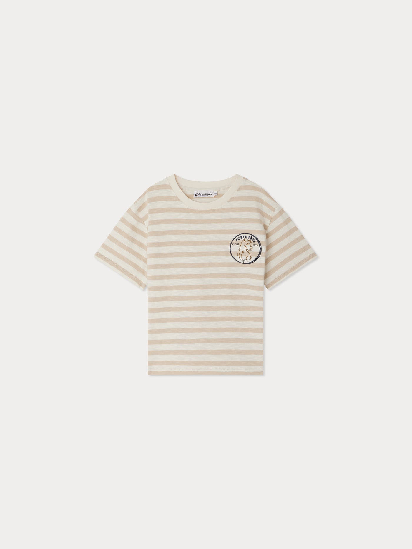 Eidan striped t-shirt with dog embroidery