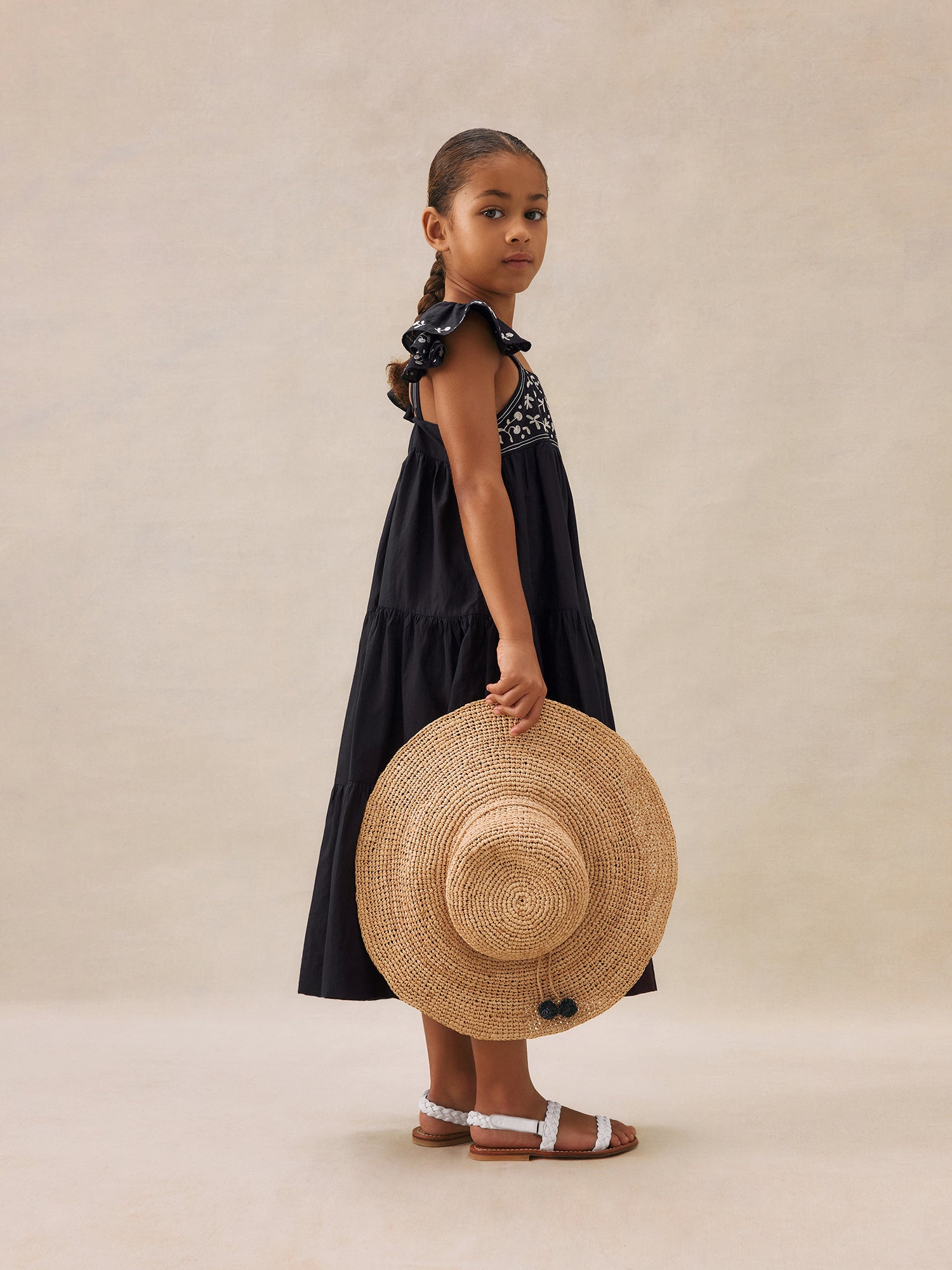 S05【Bonpoint】Edelweiss ポケット付きドレス 10~14A (#210) Edelweiss striped dress with openwork in the back • Bonpoint