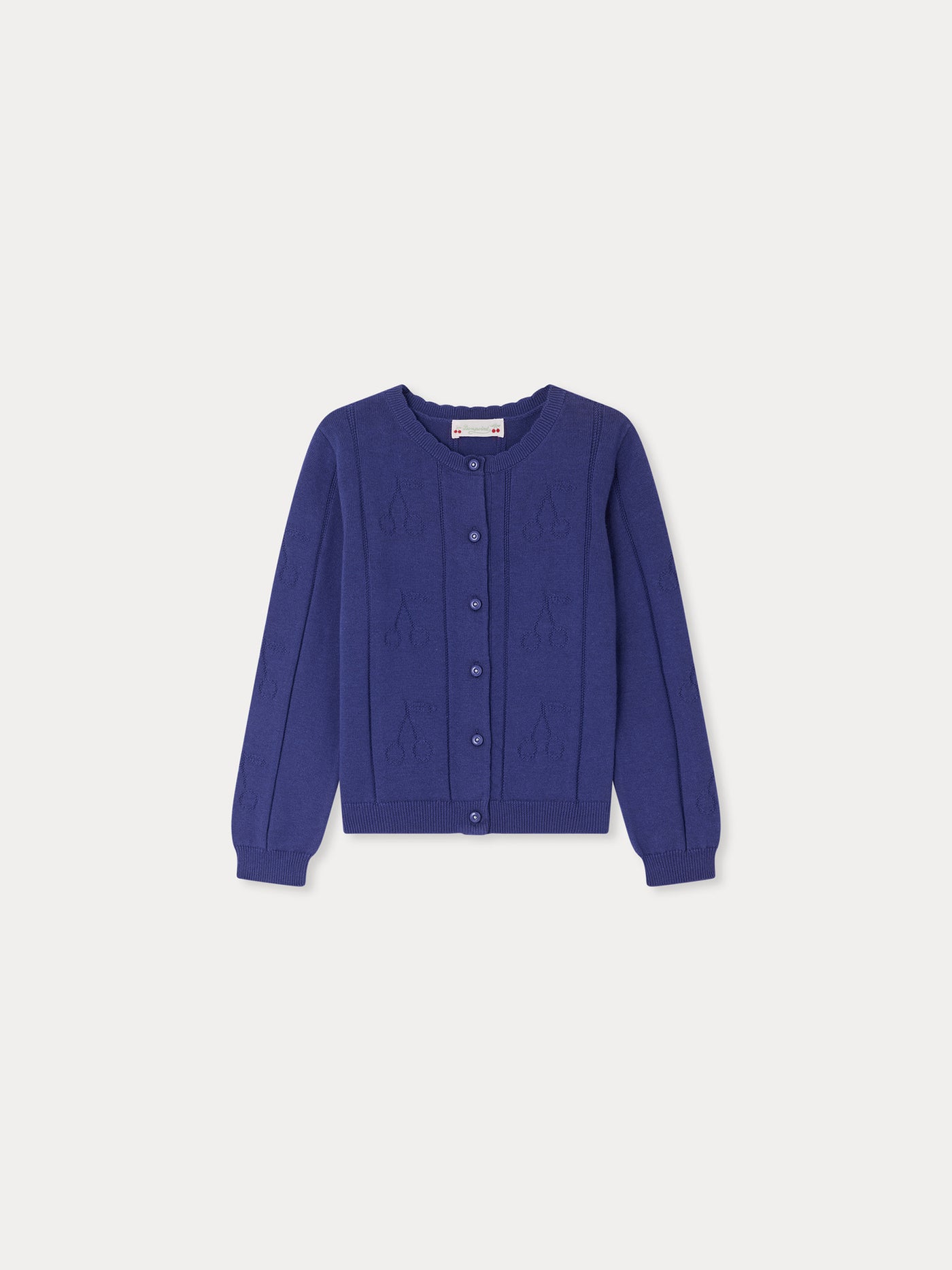 Eliona ribbed cardigan with cherry motifs