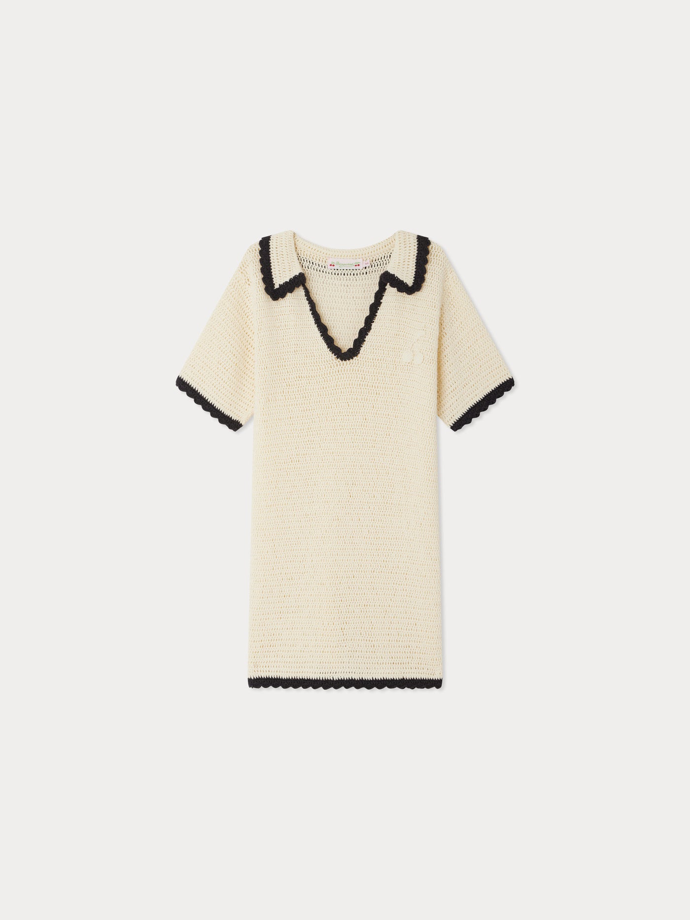 Elanie dress in crochet with cherry motif
