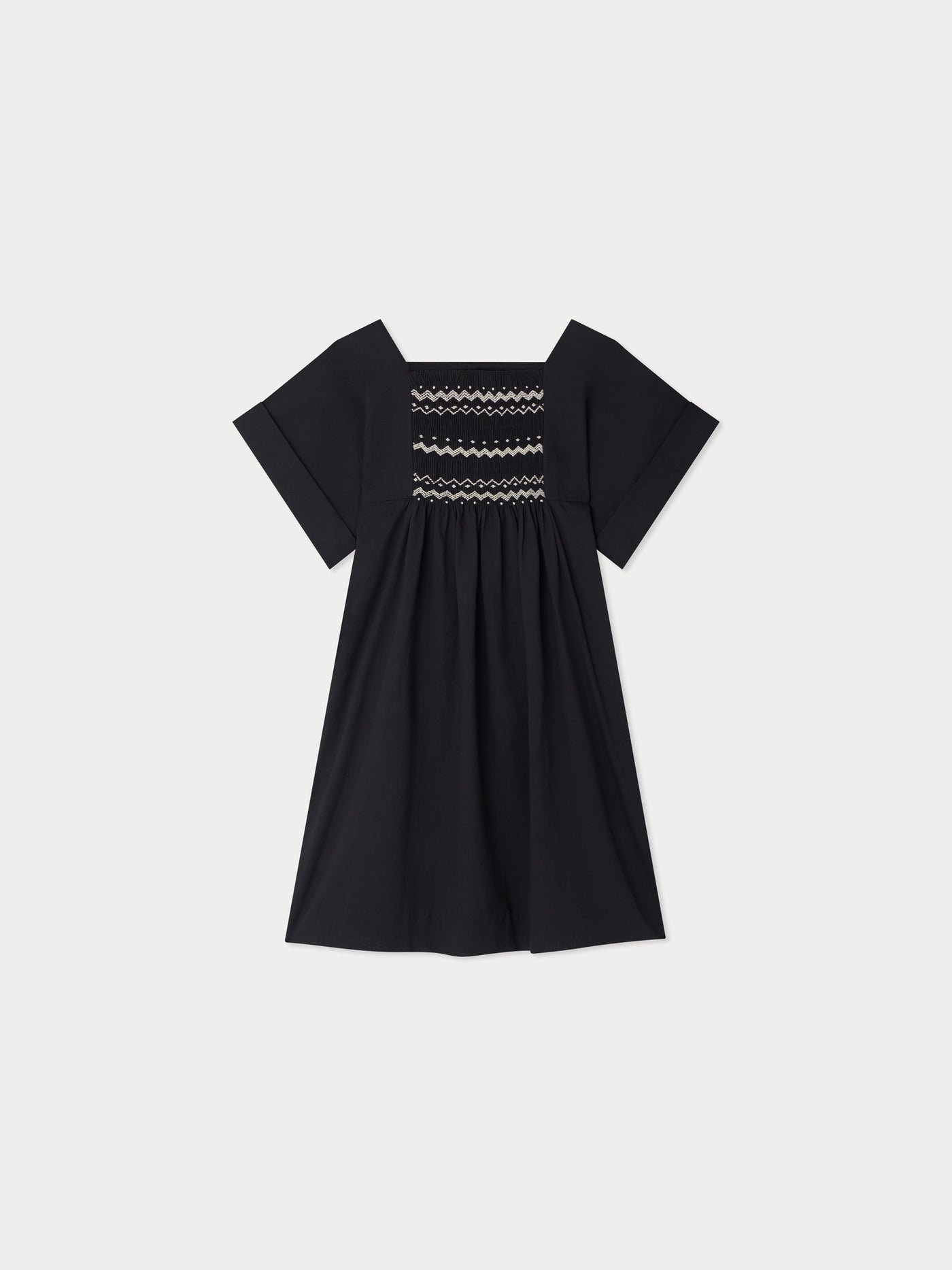 Paysanne smocked dress in cotton voile