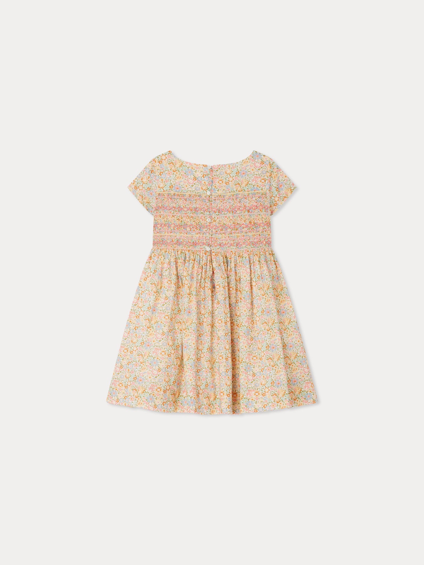 Duchesse smocked dress made with multicolor Liberty fabrics