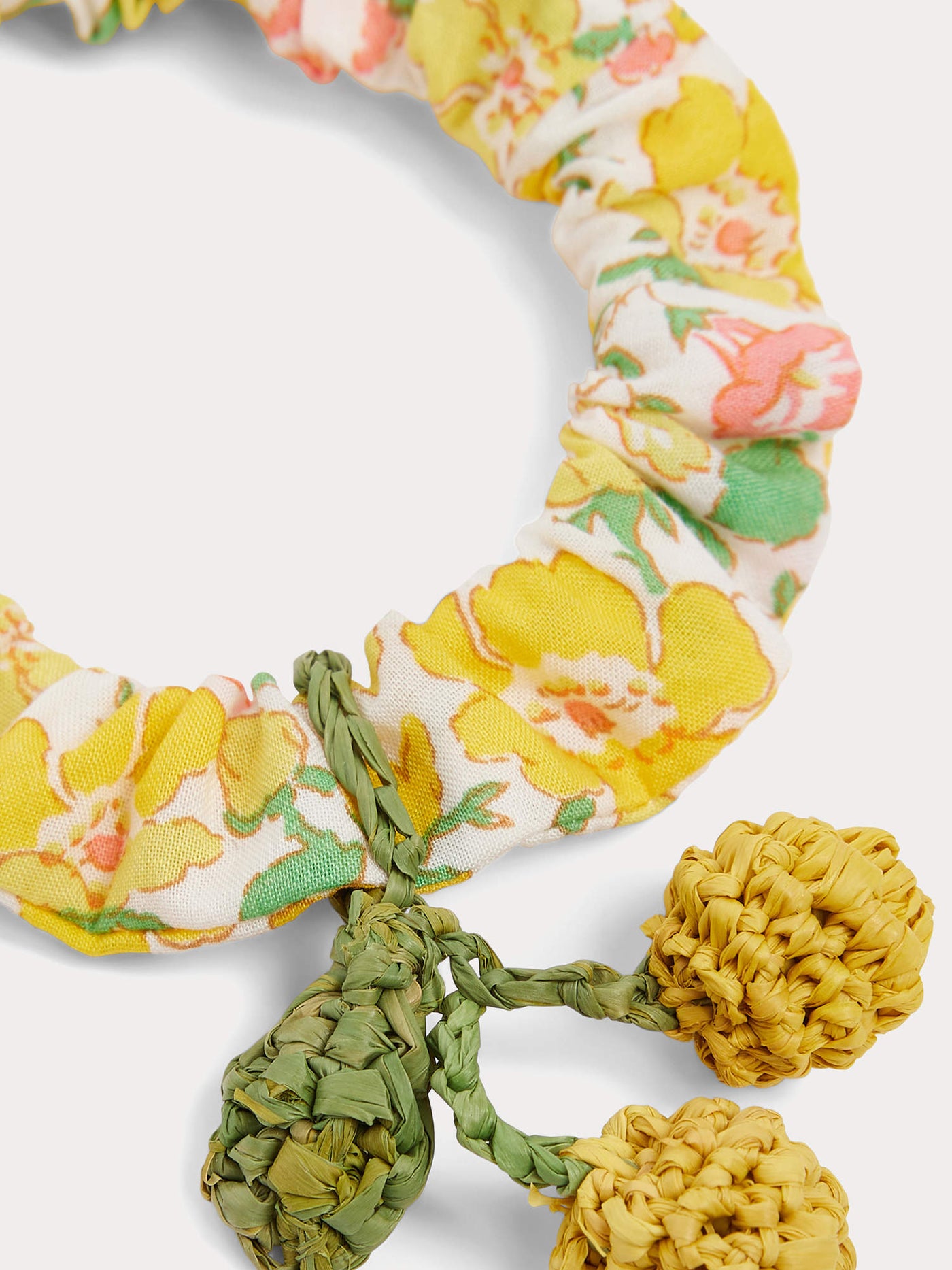 Elory scrunchie made with Liberty fabrics with cherry detail