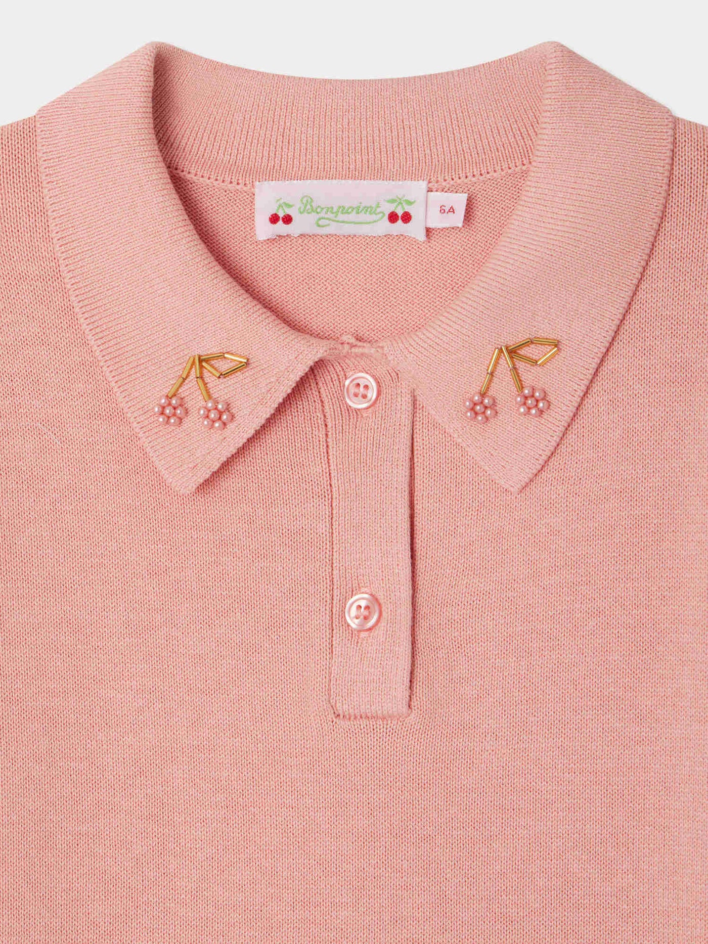 Elissa polo with pearl cherry embroideries