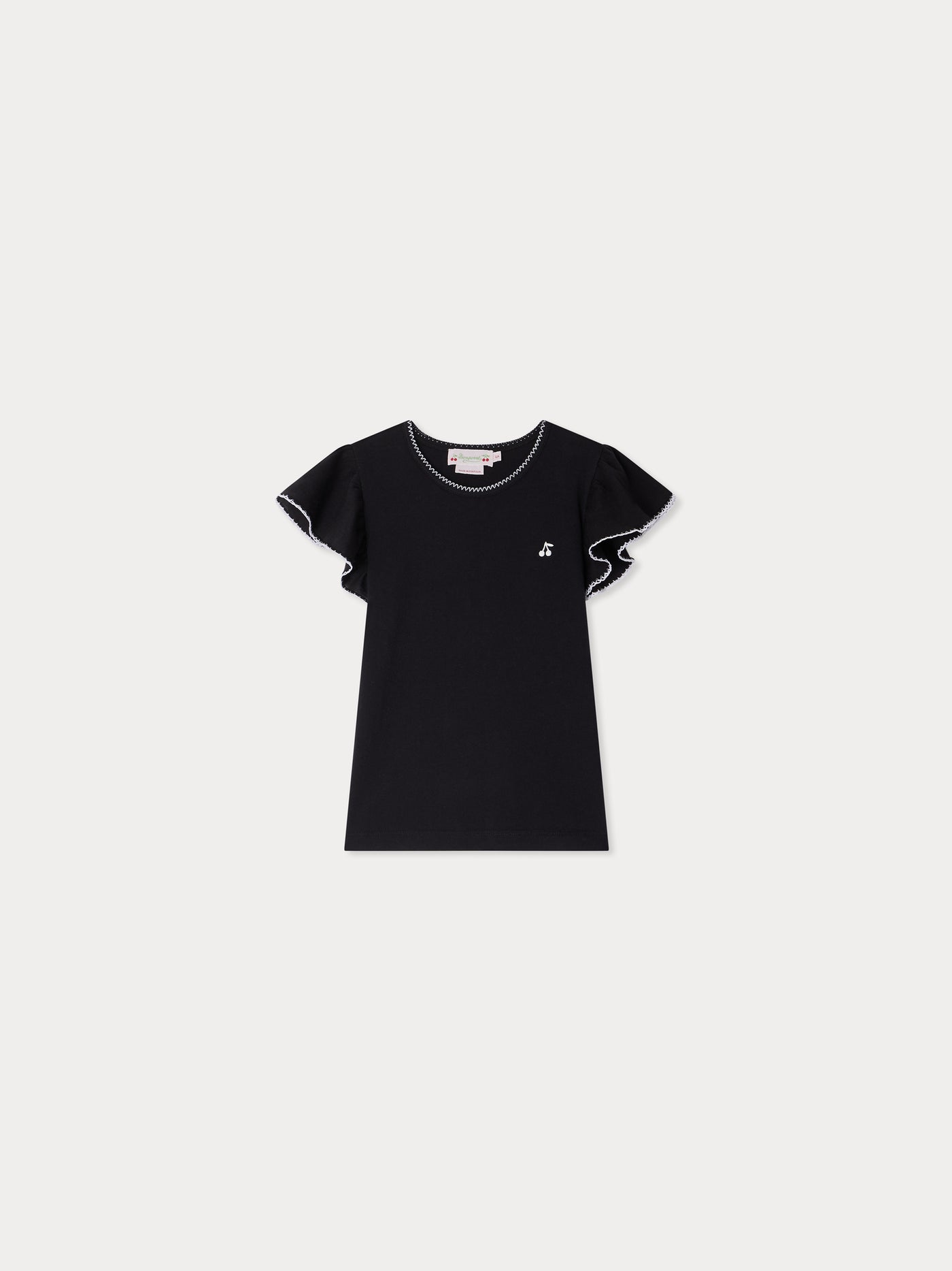 Emila t-shirt with cherry embroidery  in organic cotton