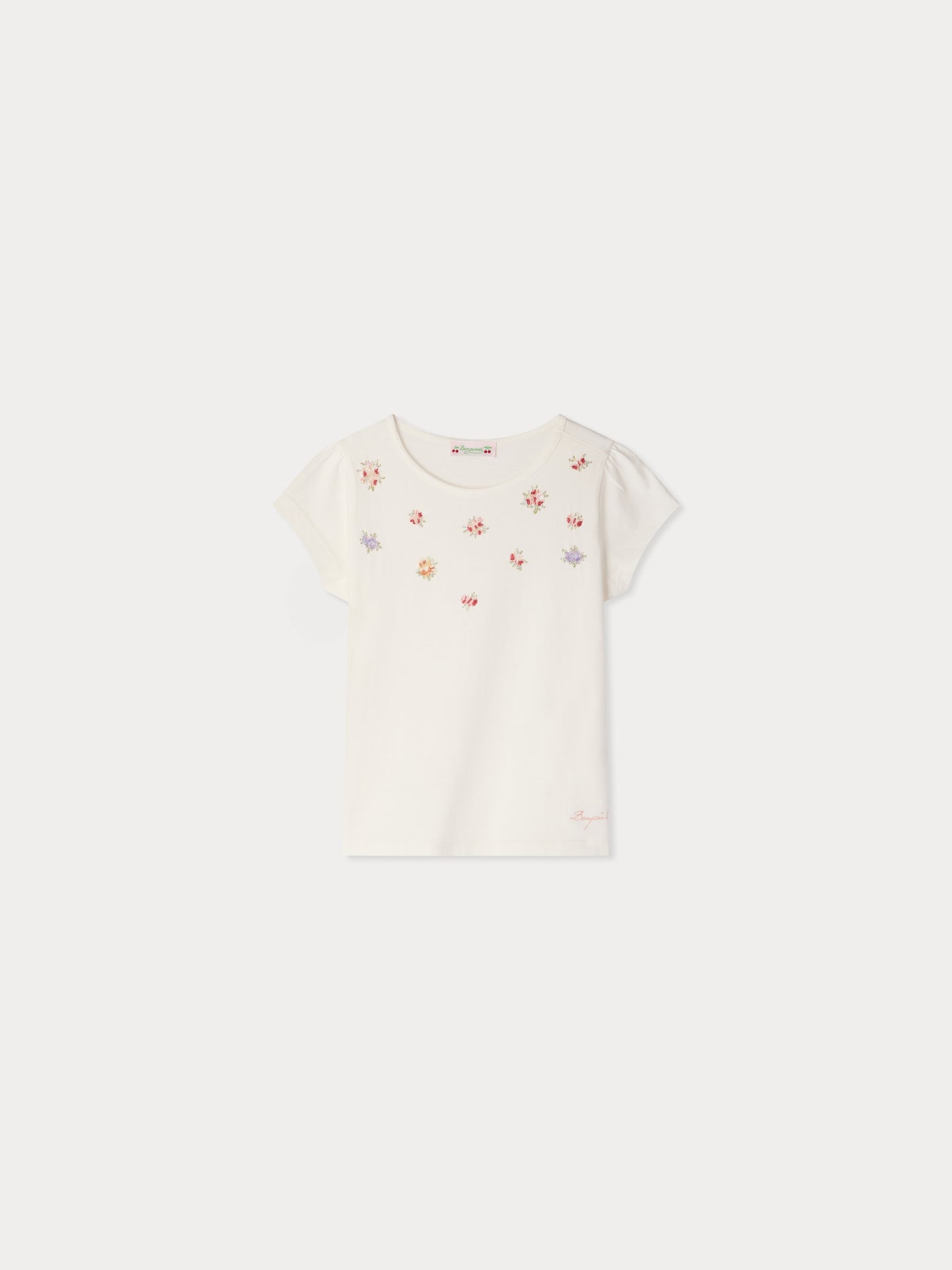 Capricia t-shirt with pearl floral embroideries