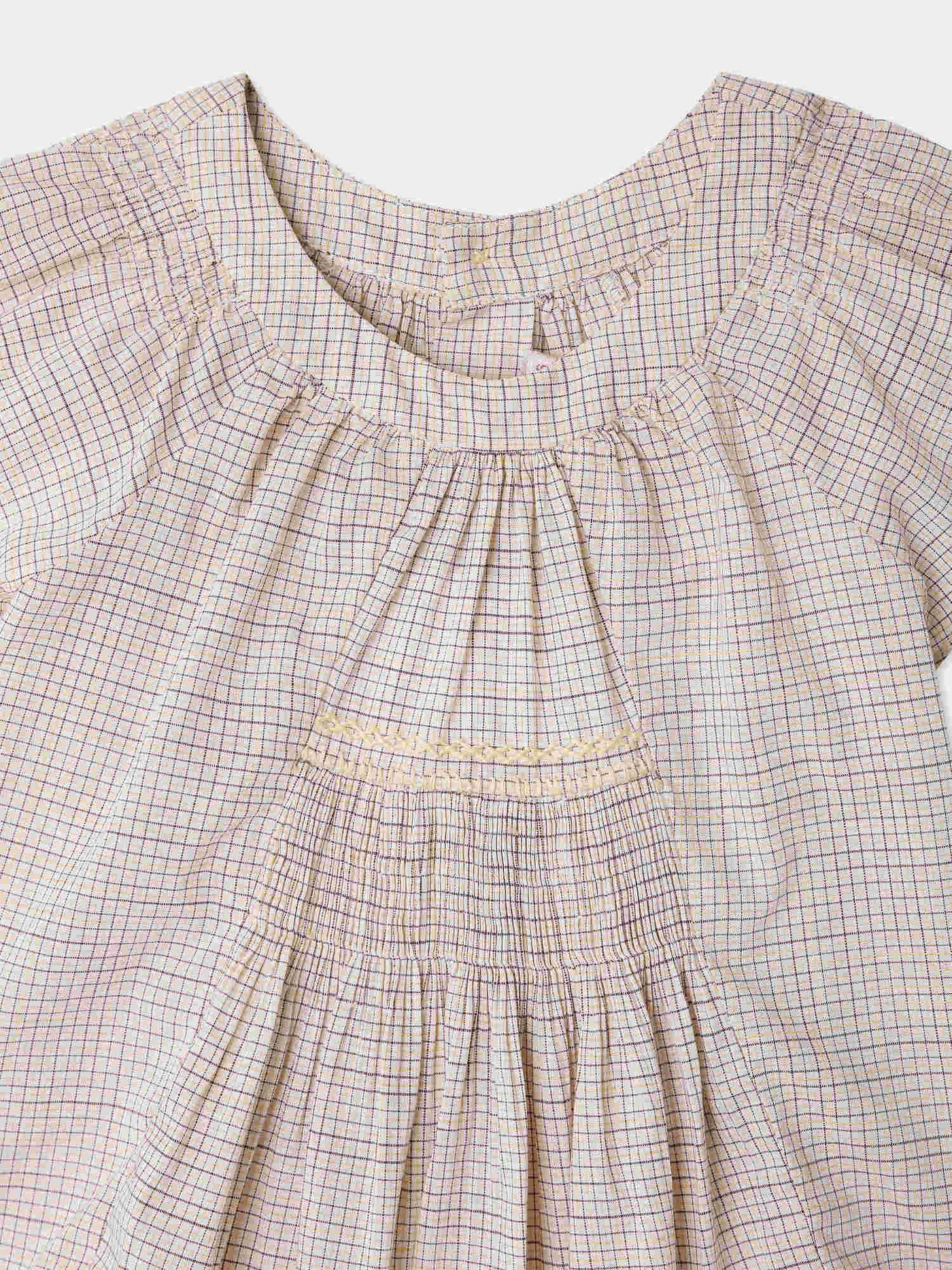 Aurélie smocked blouse with checks