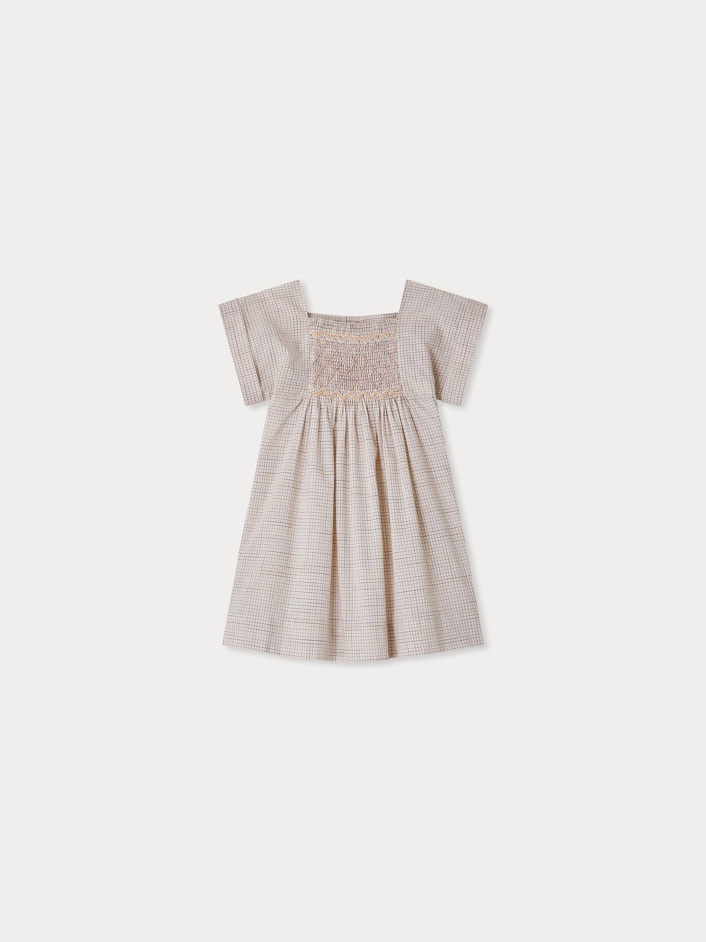 Pais smocked dress in checks