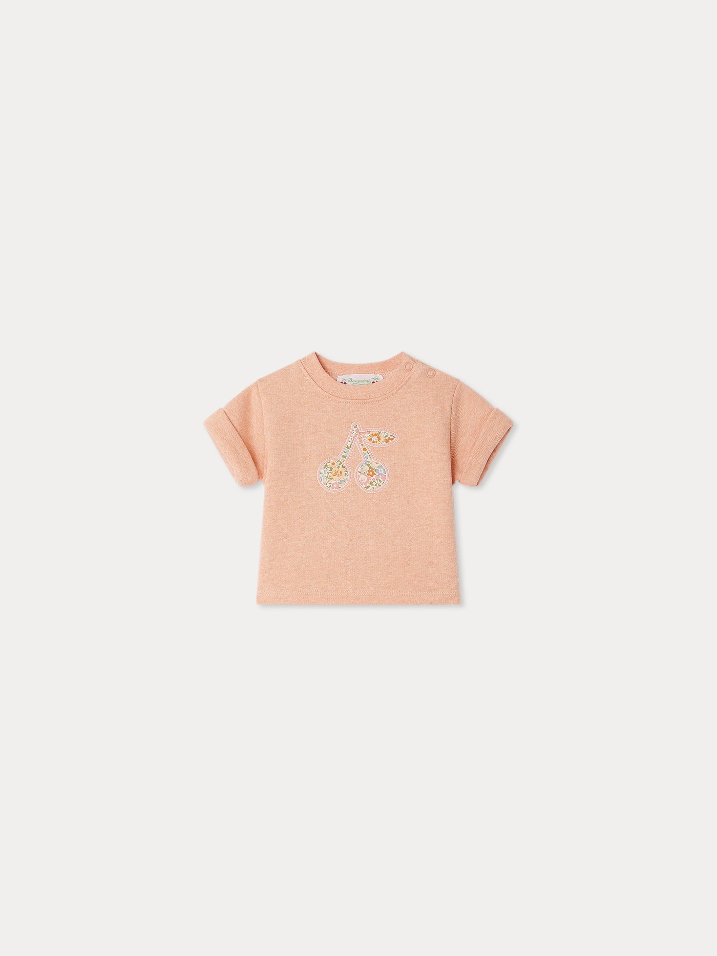Clelie t-shirt with cherry motif made with Liberty fabrics in organic cotton