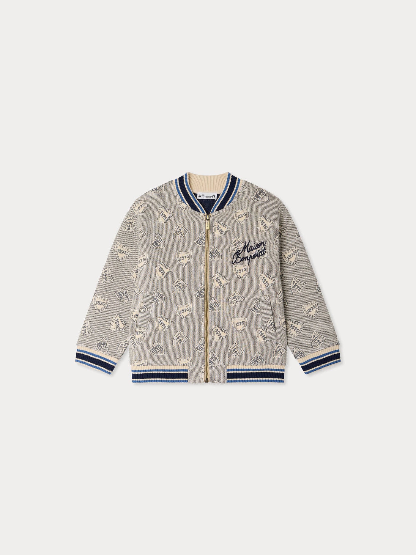 Lantern quilted jacket with embroidered jacquard in organic cotton