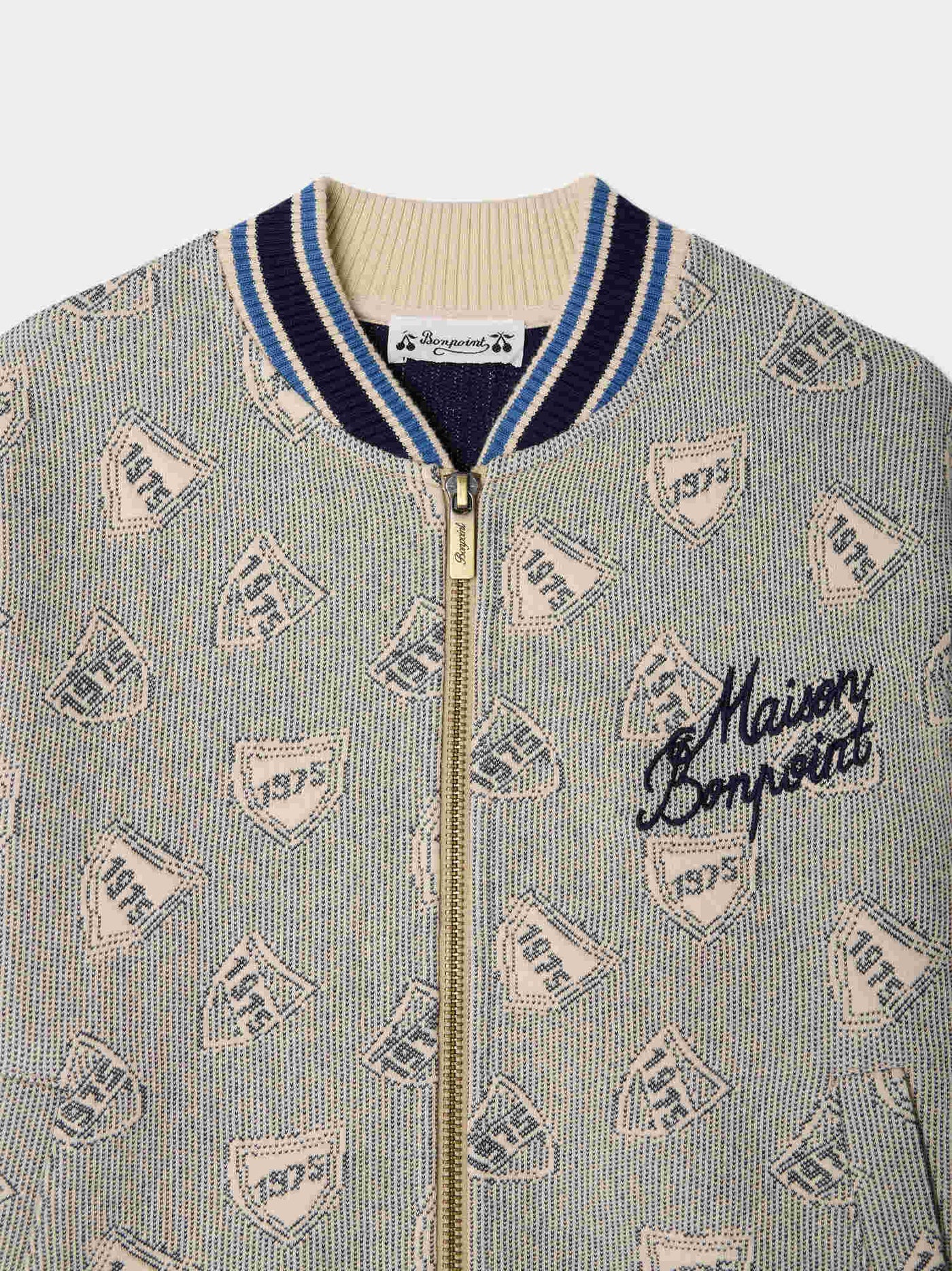 Lantern quilted jacket with embroidered jacquard in organic cotton