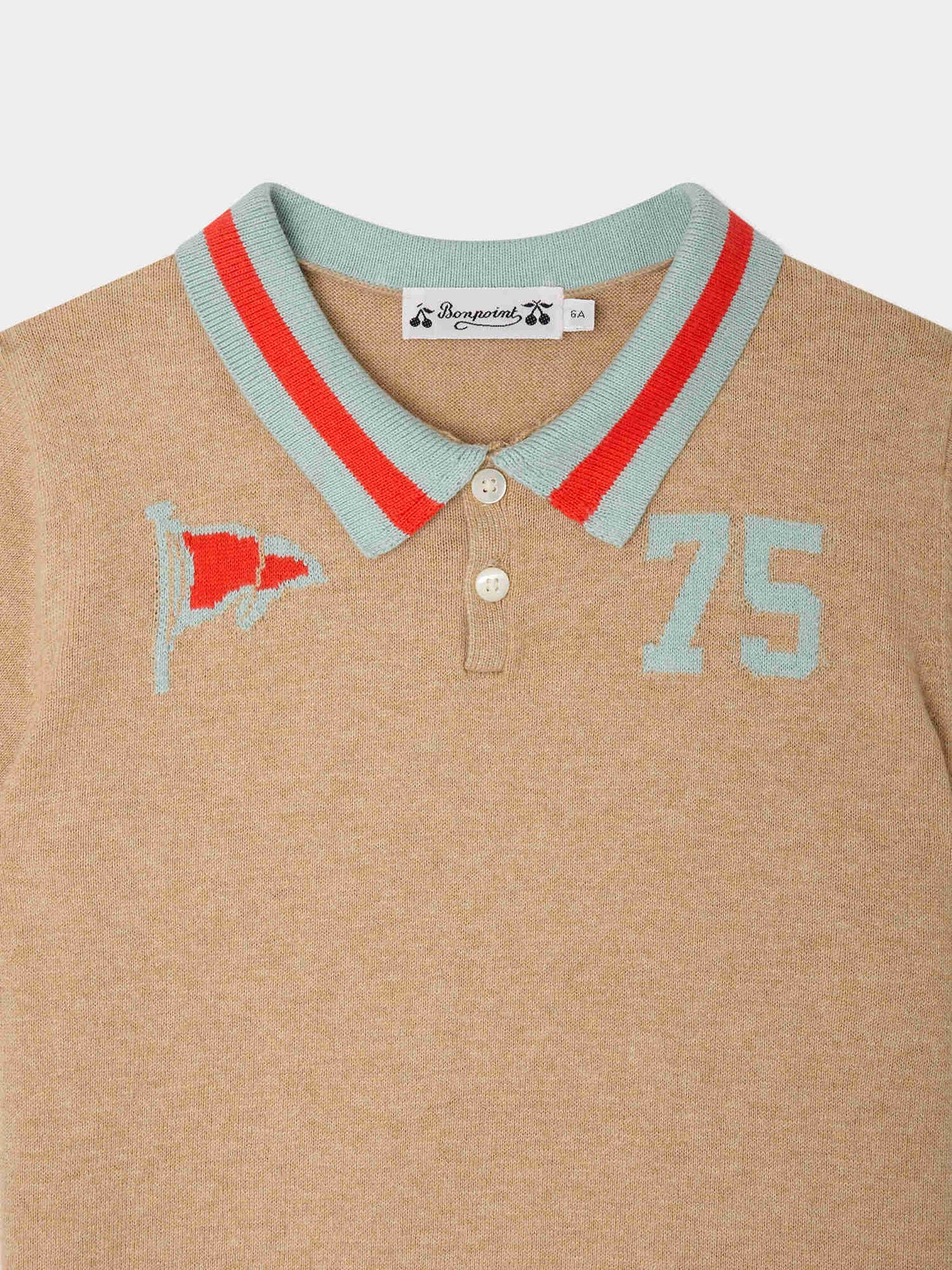 Polo Loyal with inset 75 flag in heather beige