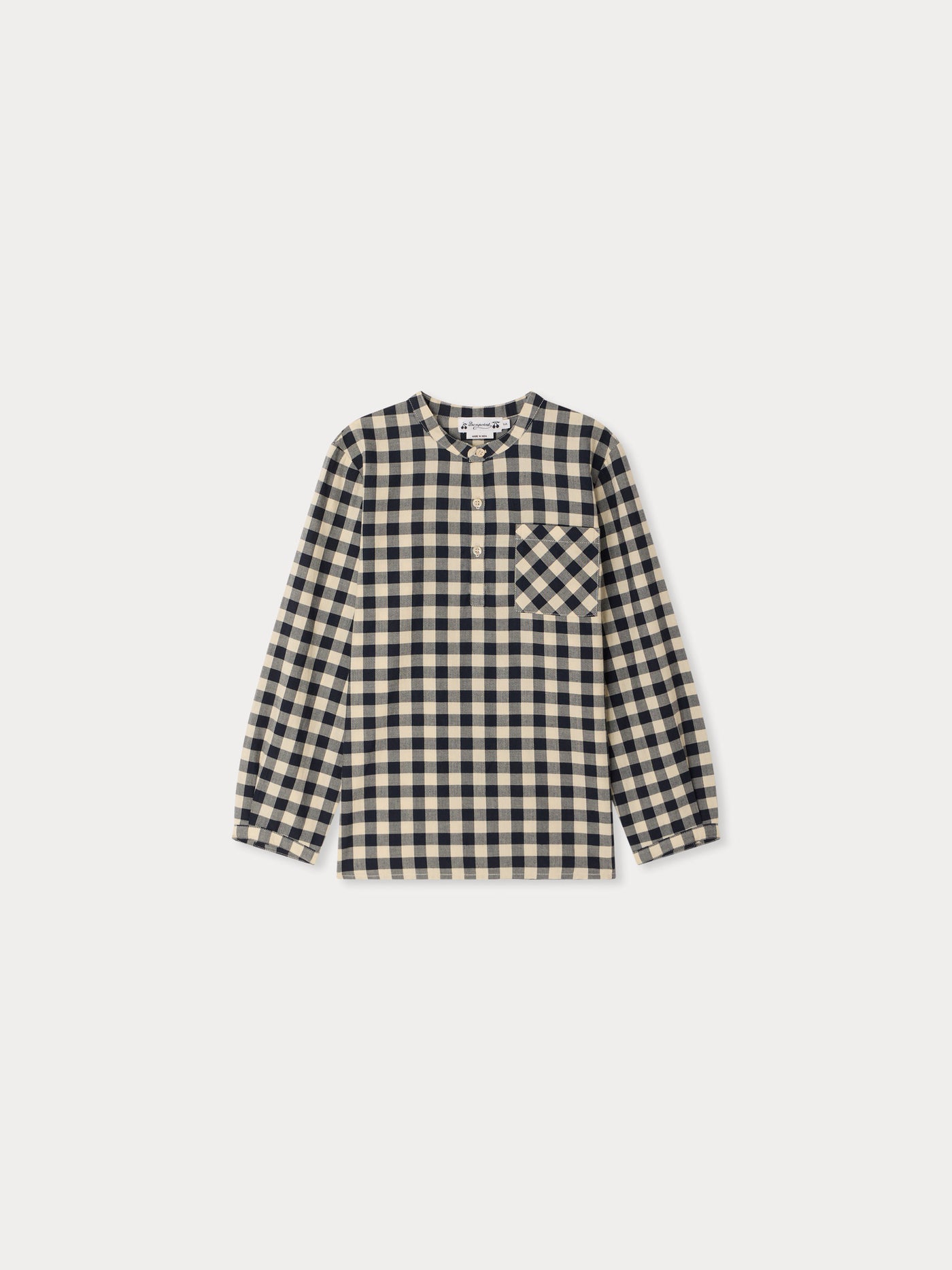 Artiste shirt with officer collar and check pattern