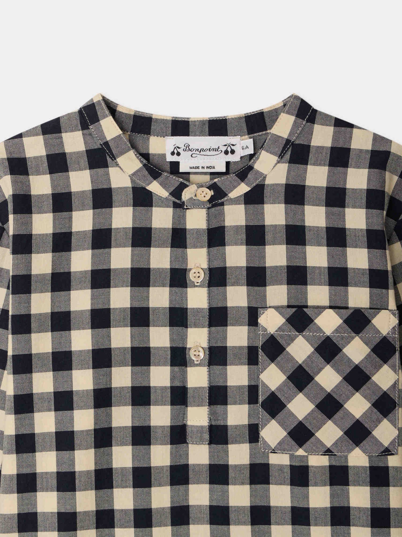 Artiste shirt with officer collar and check pattern