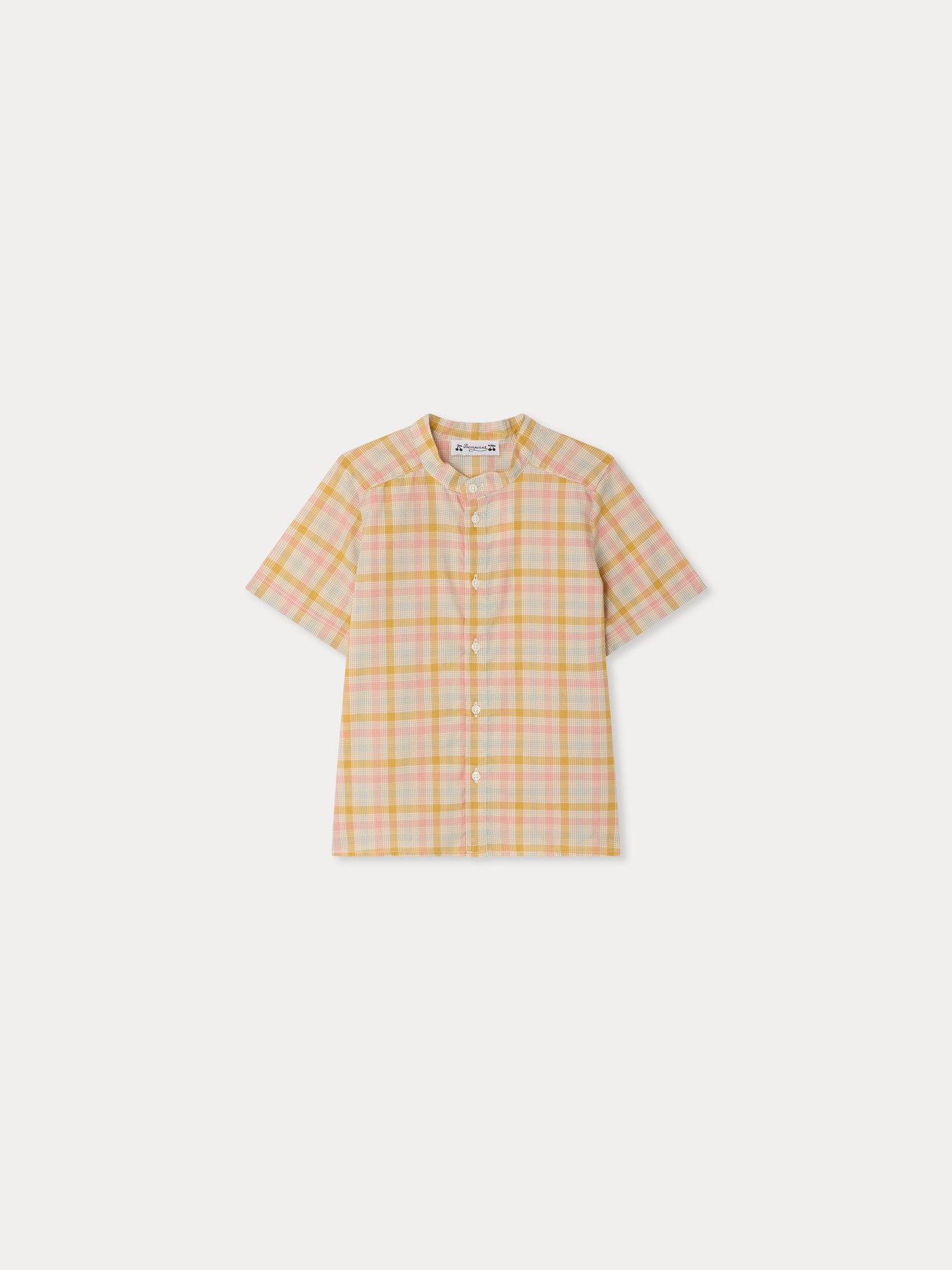 Connor checkered mandarin collar shirt in organic cotton