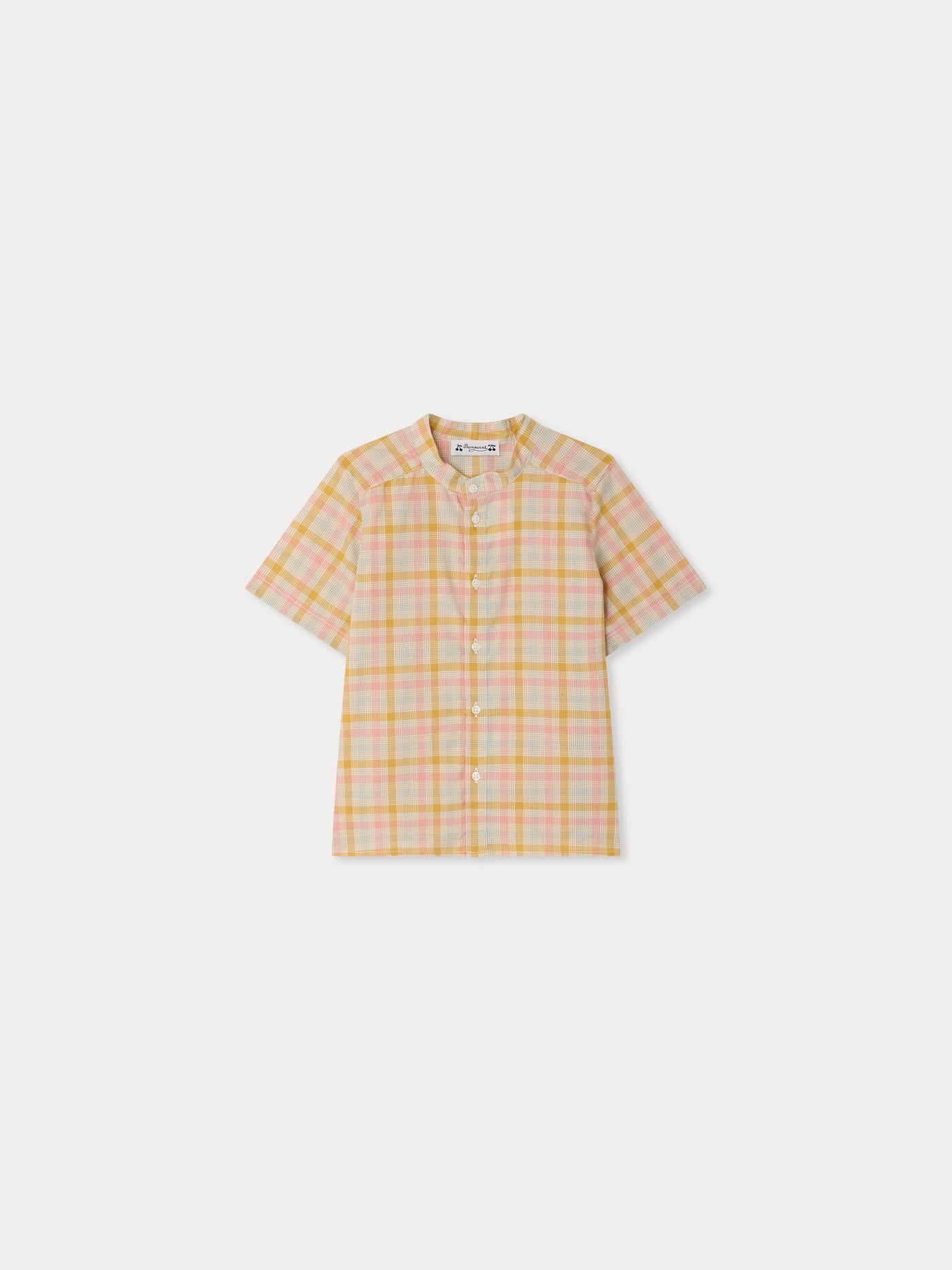 Connor checkered mandarin collar shirt in organic cotton