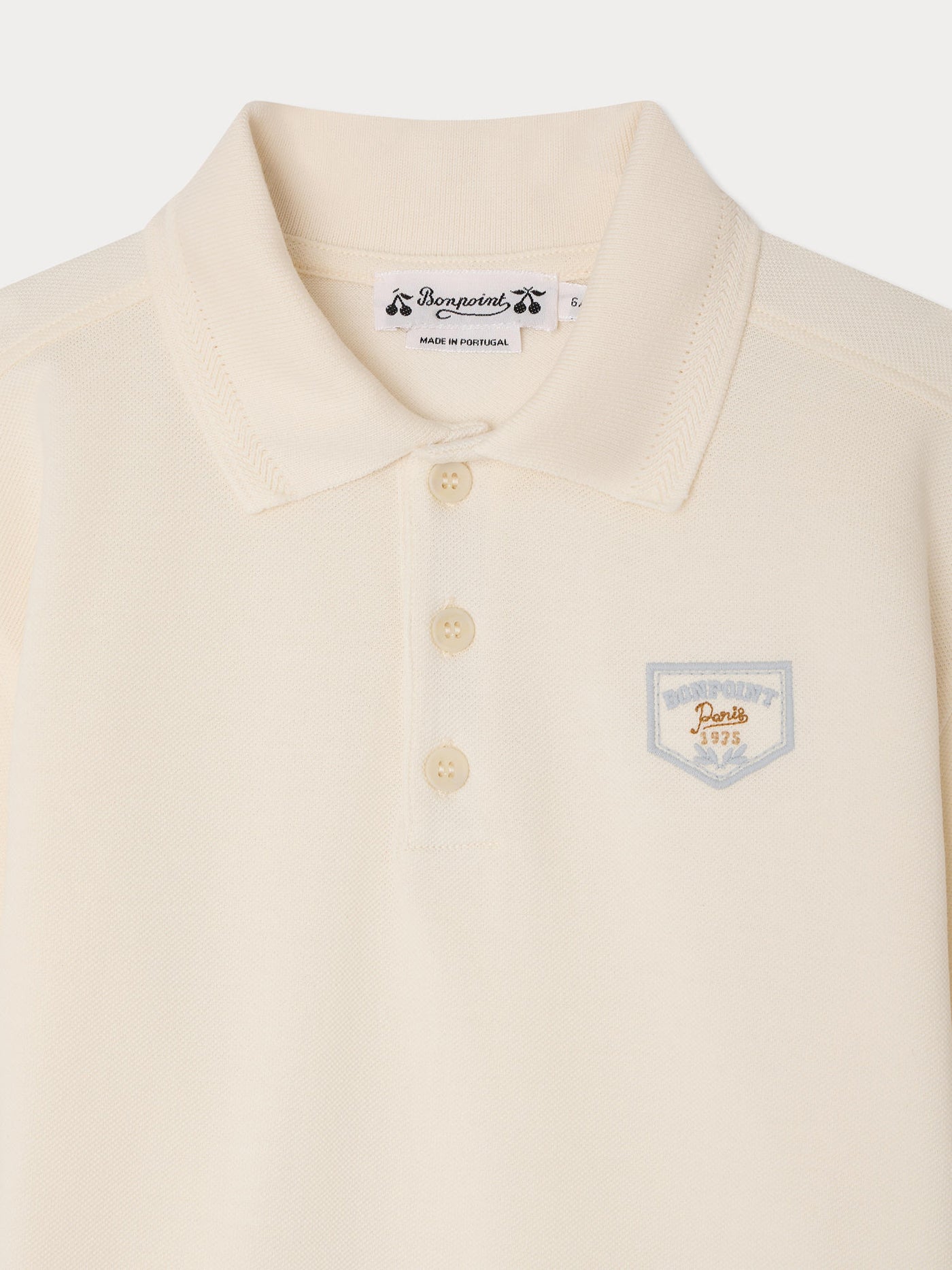 Lorris polo shirt embroidered in organic cotton milky white