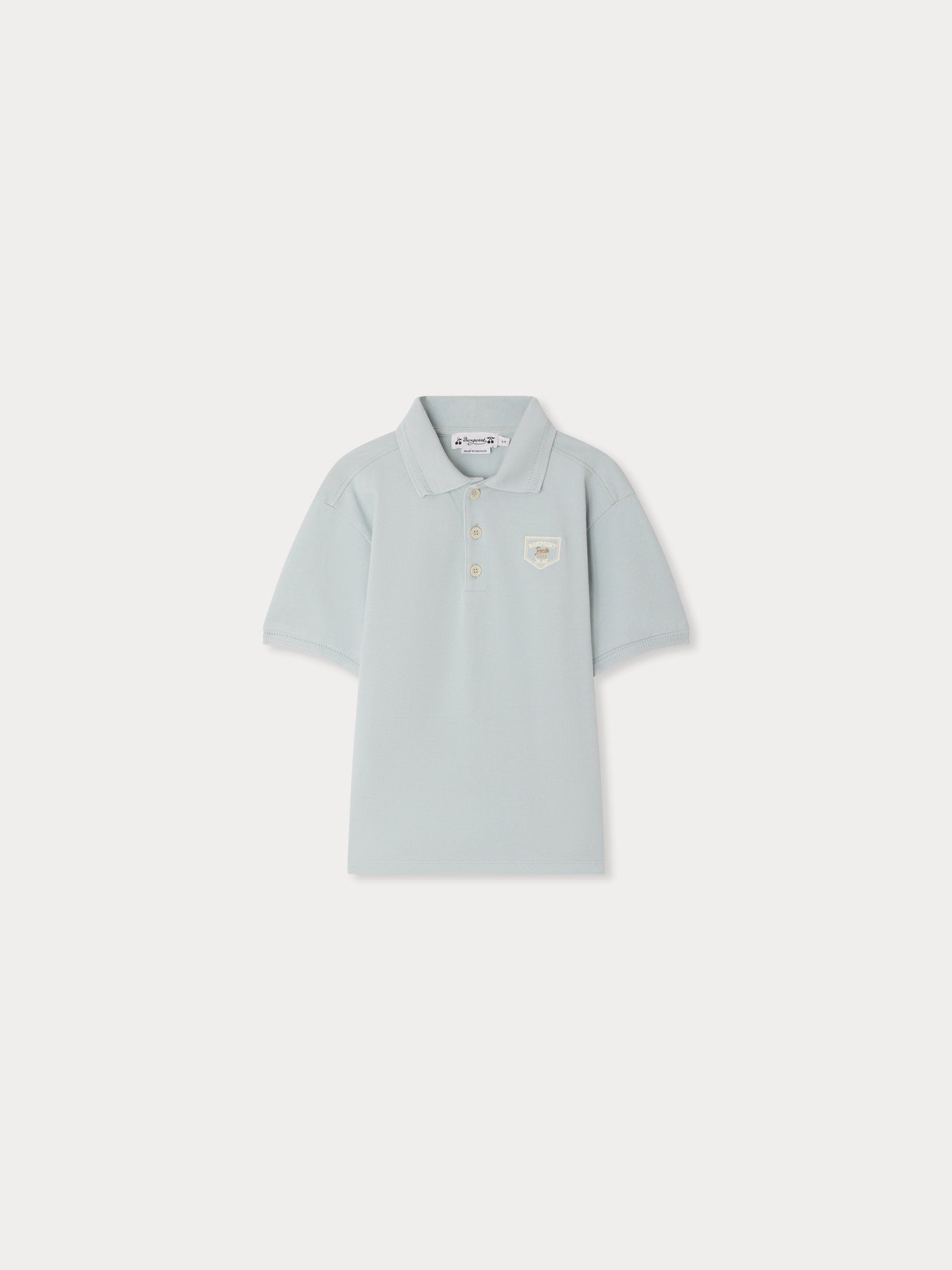 Lorris embroidered polo shirt in aqua blue organic cotton