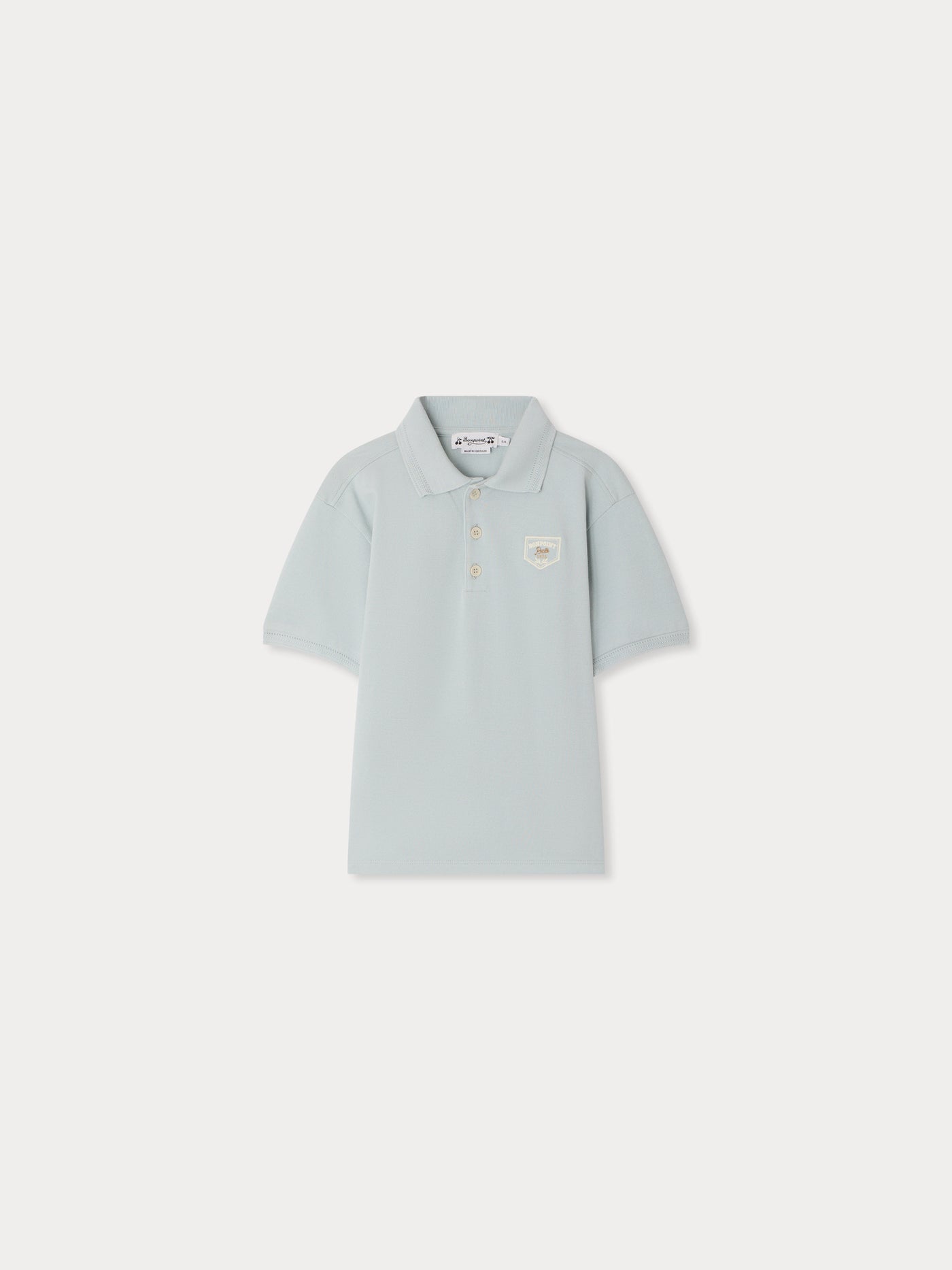 Lorris embroidered polo shirt in aqua blue organic cotton