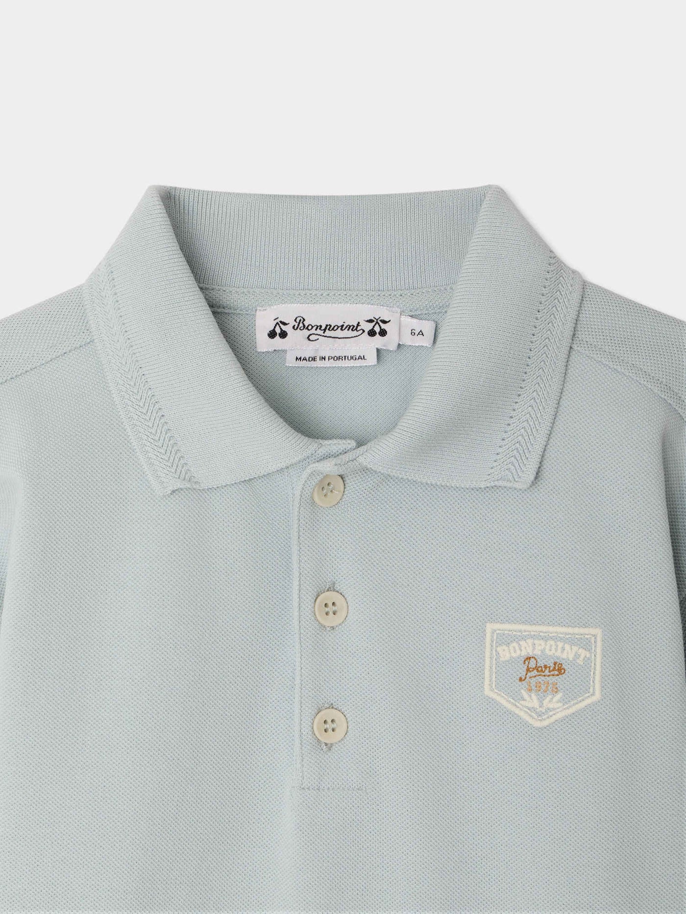 Lorris embroidered polo shirt in aqua blue organic cotton