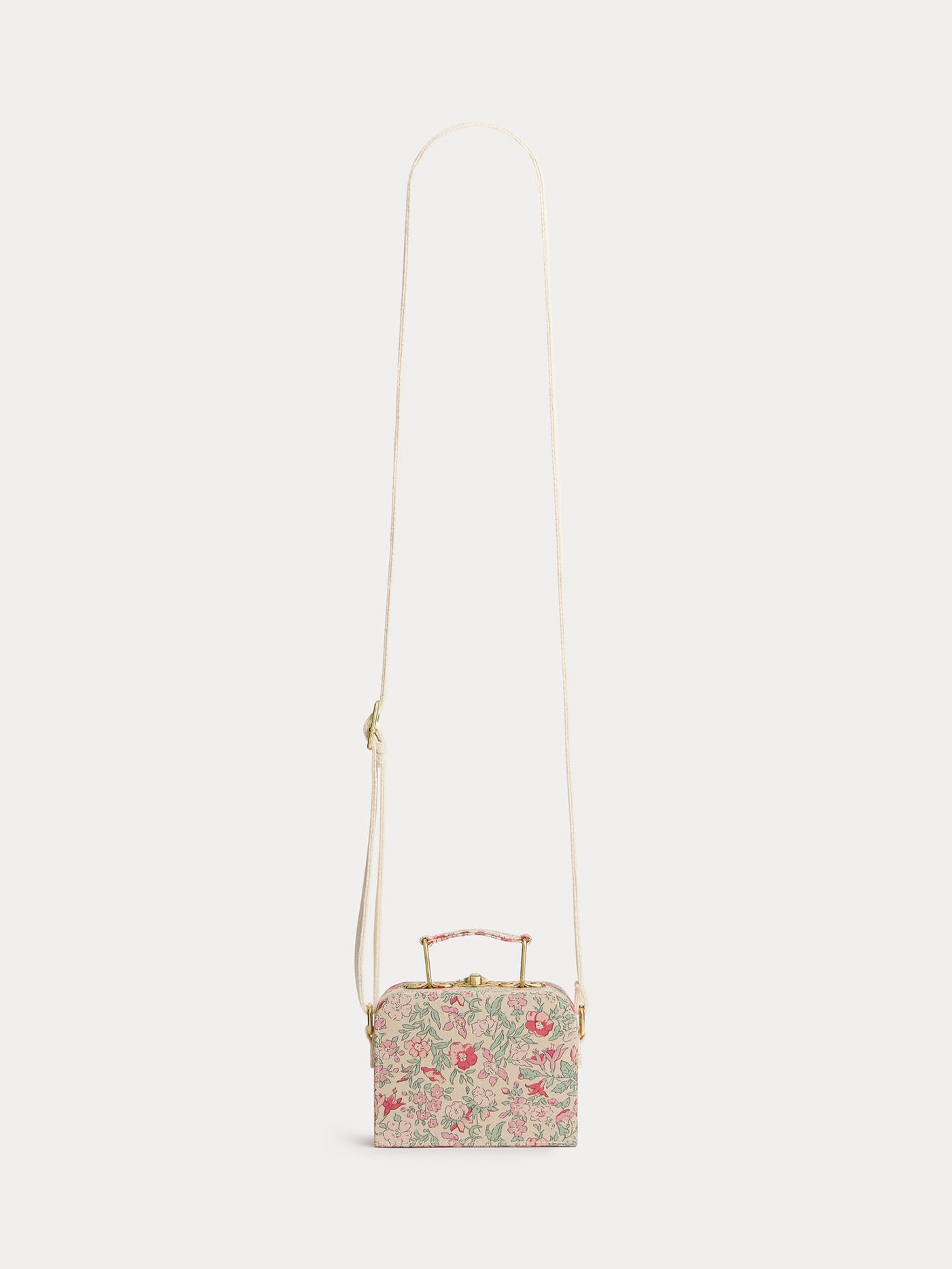 Jadore raspberry-colored suitcase bag in Liberty fabric with a cherry print in organic cotton