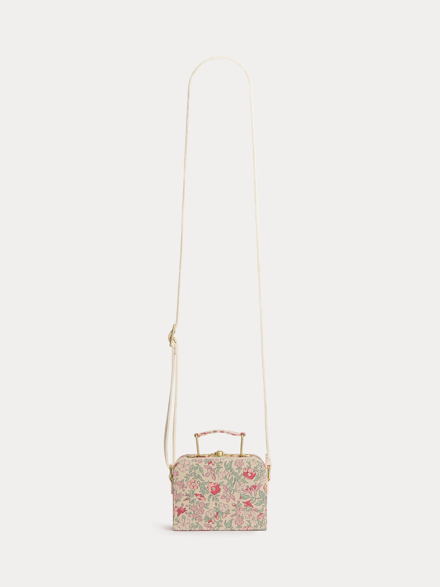 Aimane raspberry-colored suitcase bag in Liberty fabric with a cherry print in organic cotton