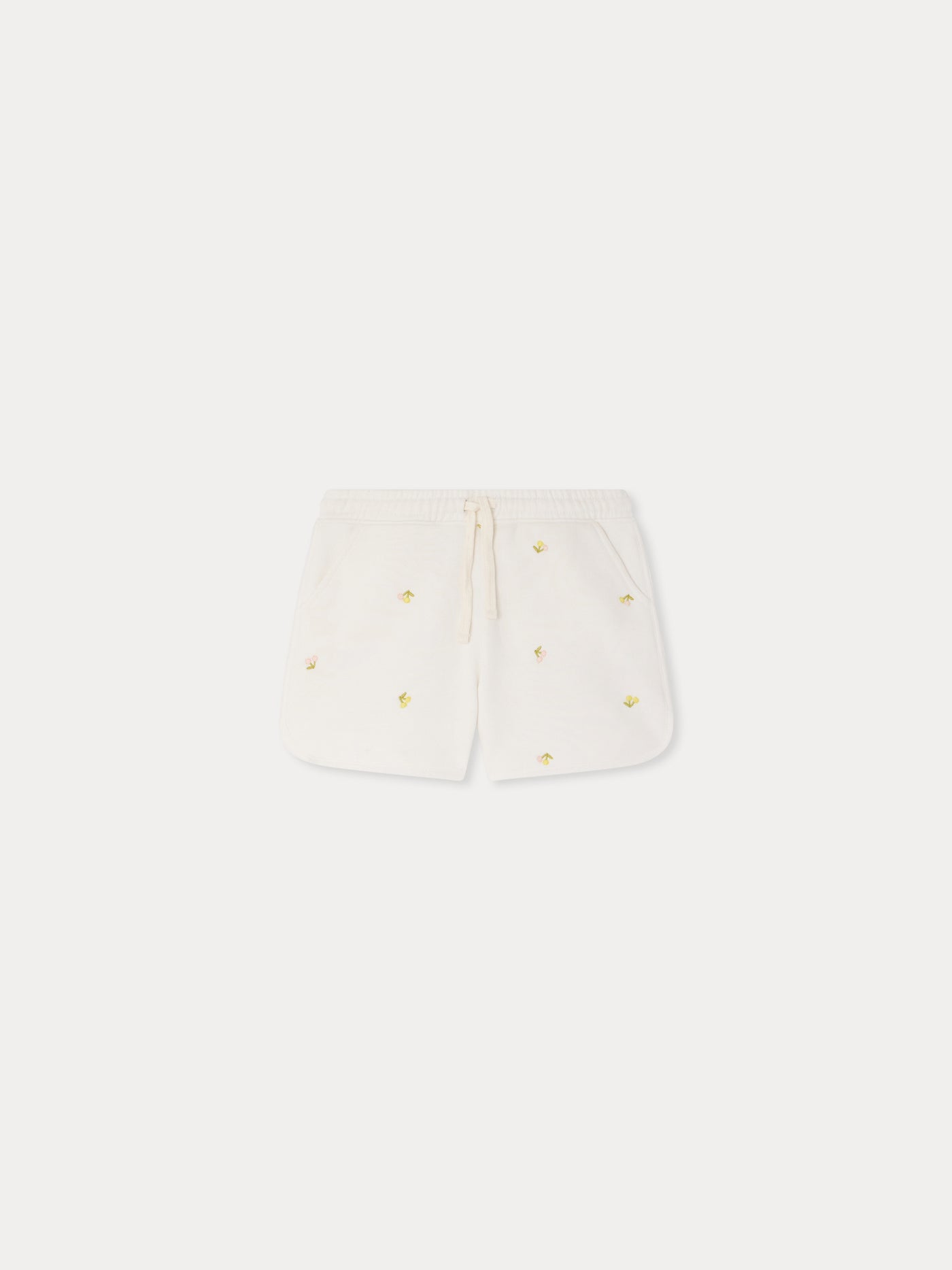 Caroline fleece shorts with cherry print in organic cotton