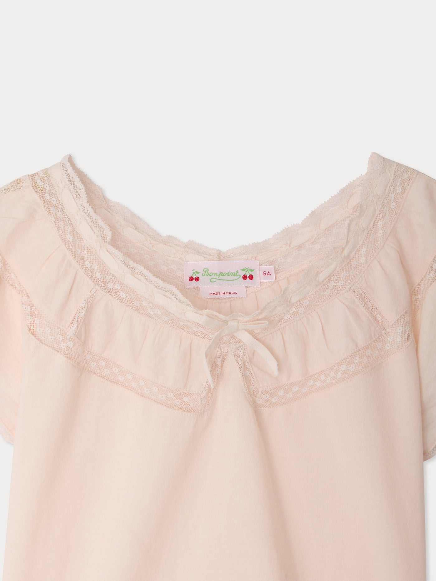 Leana blouse in organic cotton voile and Calais lace