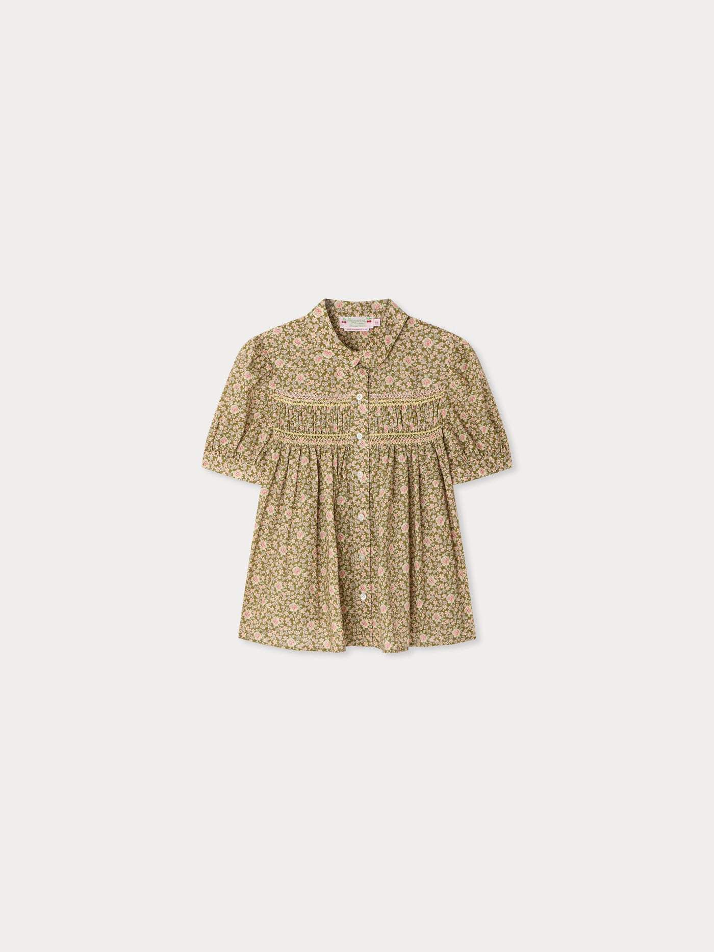 Laurence blouse smocked and hand-embroidered in Liberty organic cotton fabric