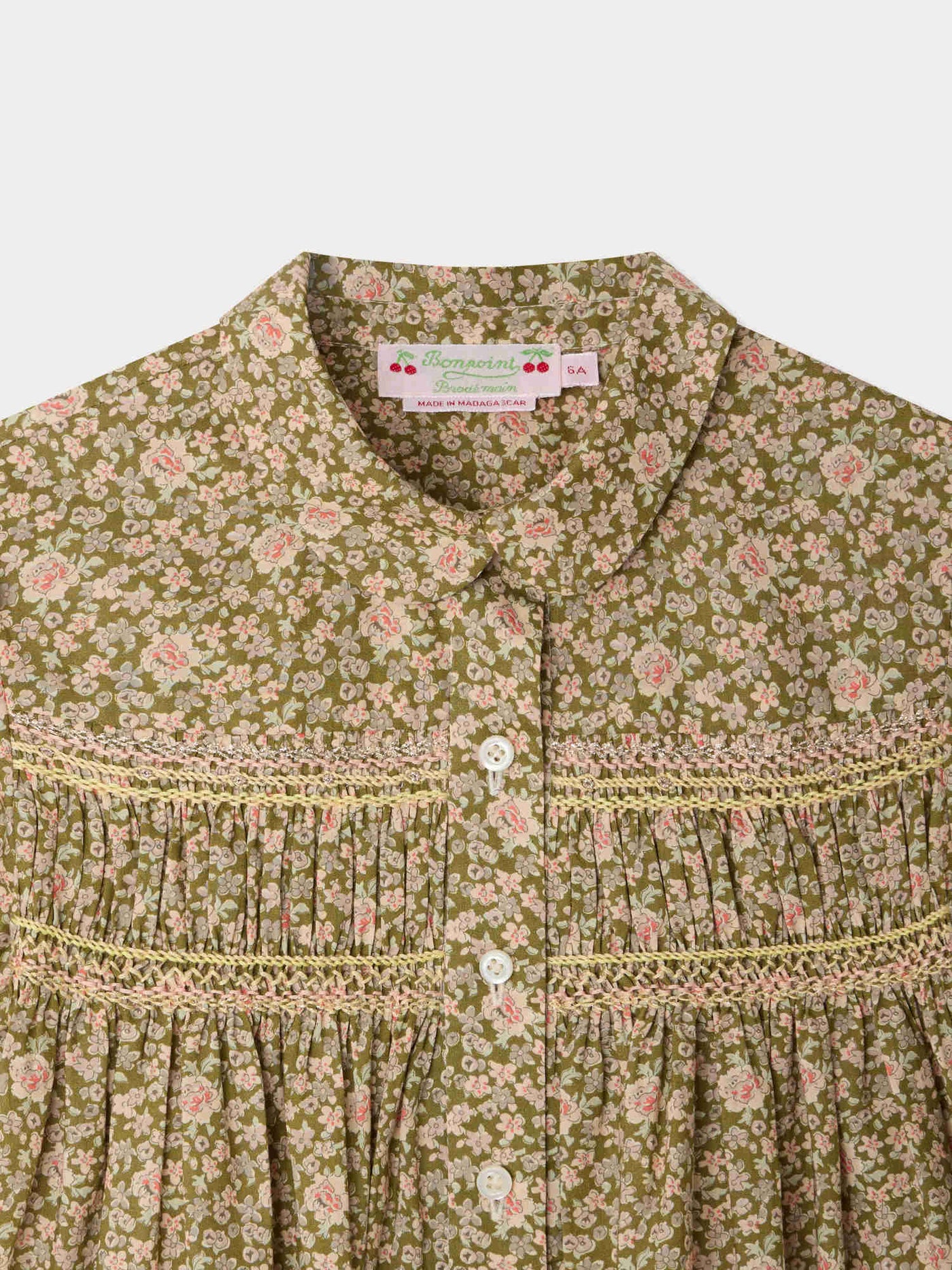 Laurence blouse smocked and hand-embroidered in Liberty organic cotton fabric