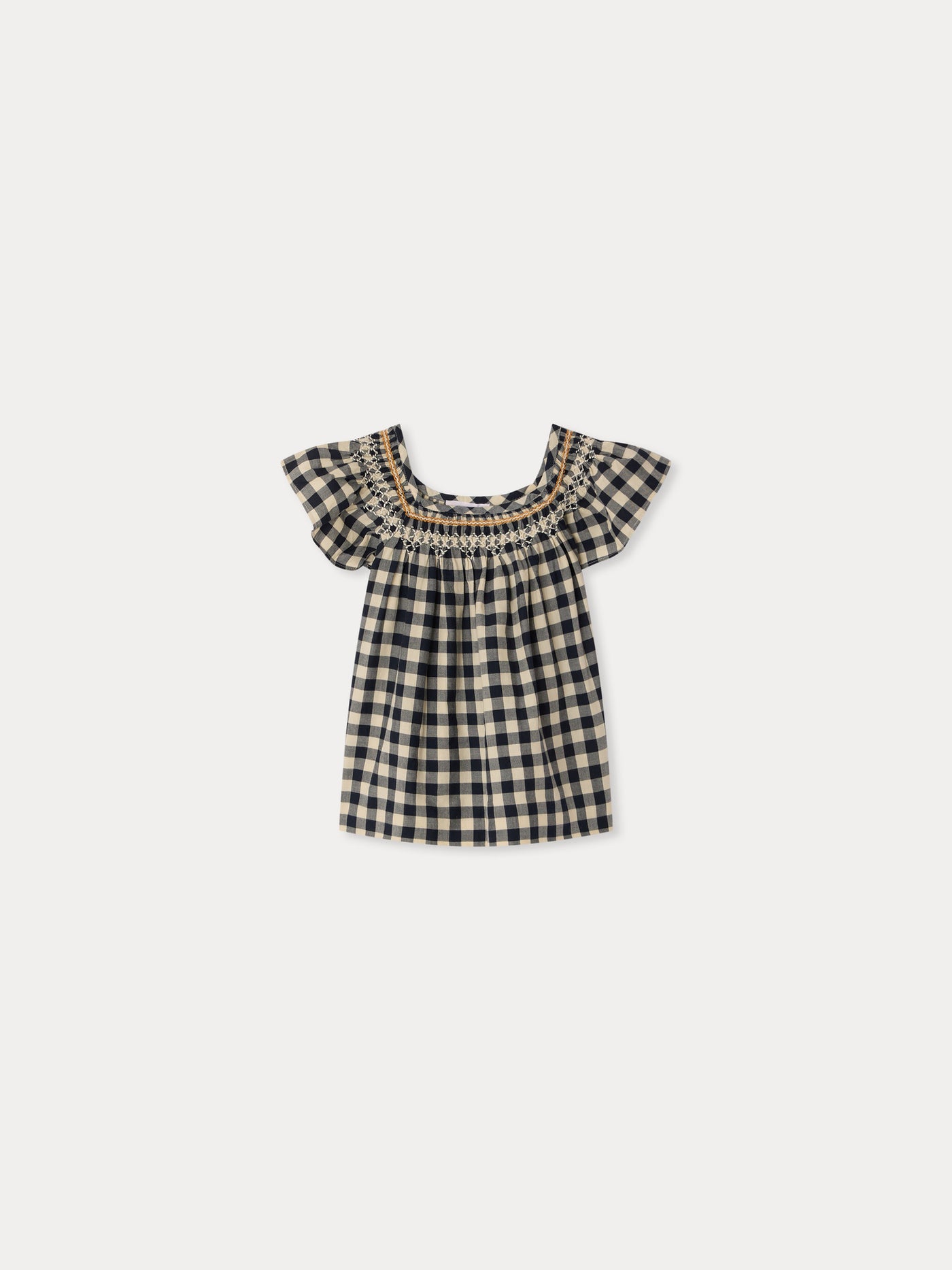 Carlie smocked and hand-embroidered blouse
