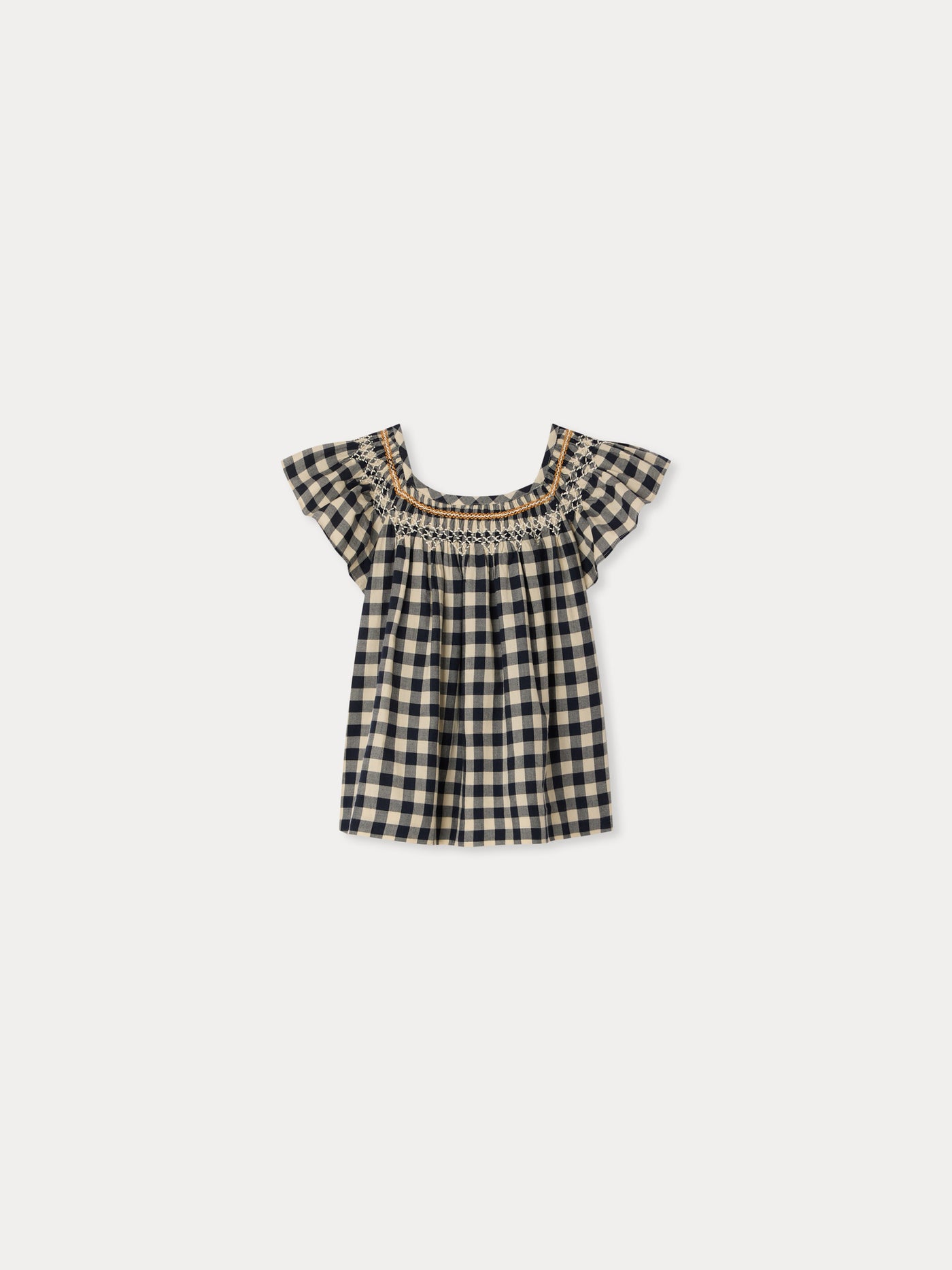 Carlie smocked and hand-embroidered blouse